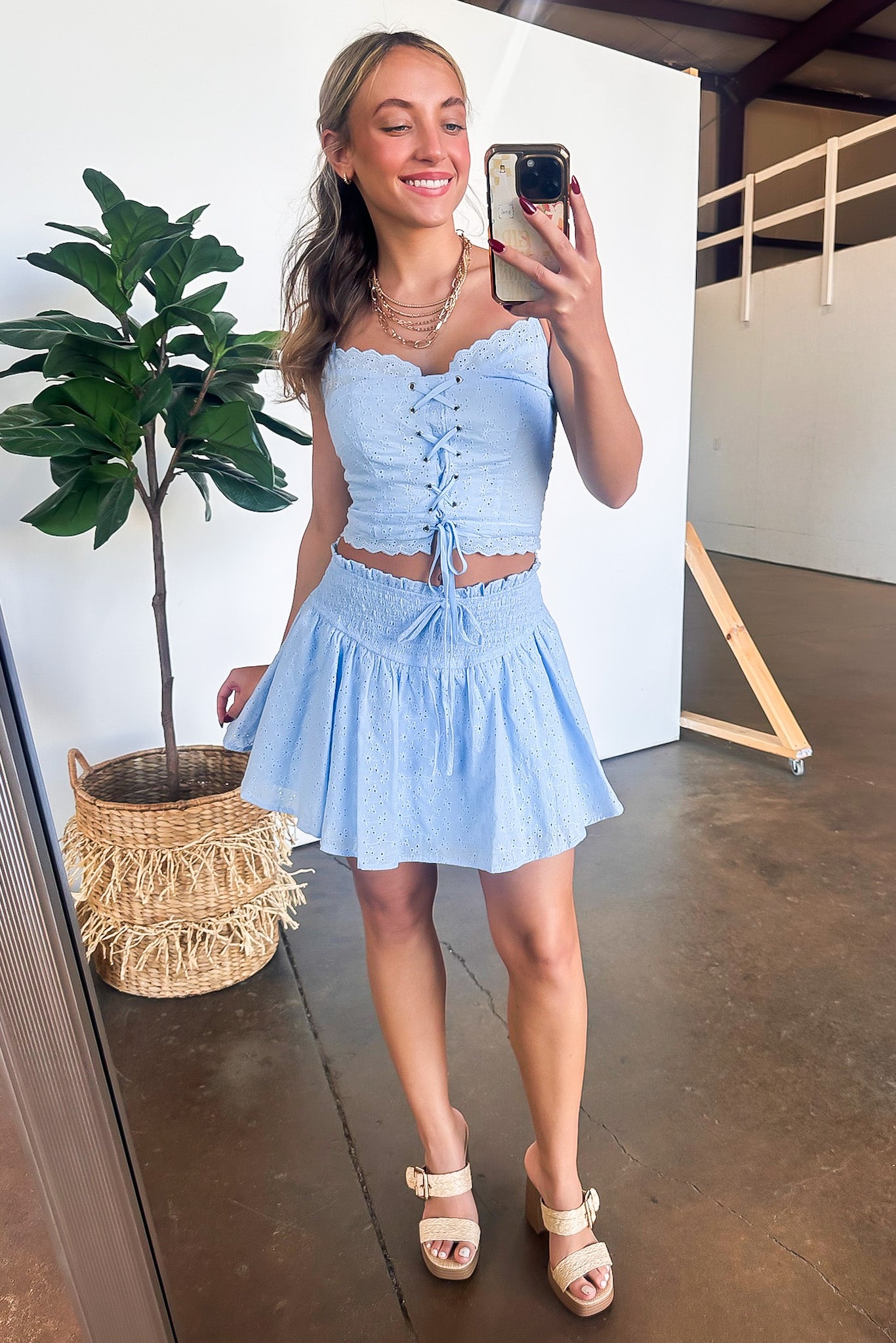 Dreamy Impression Eyelet Smocked Skirt - FINAL SALE - Madison and Mallory