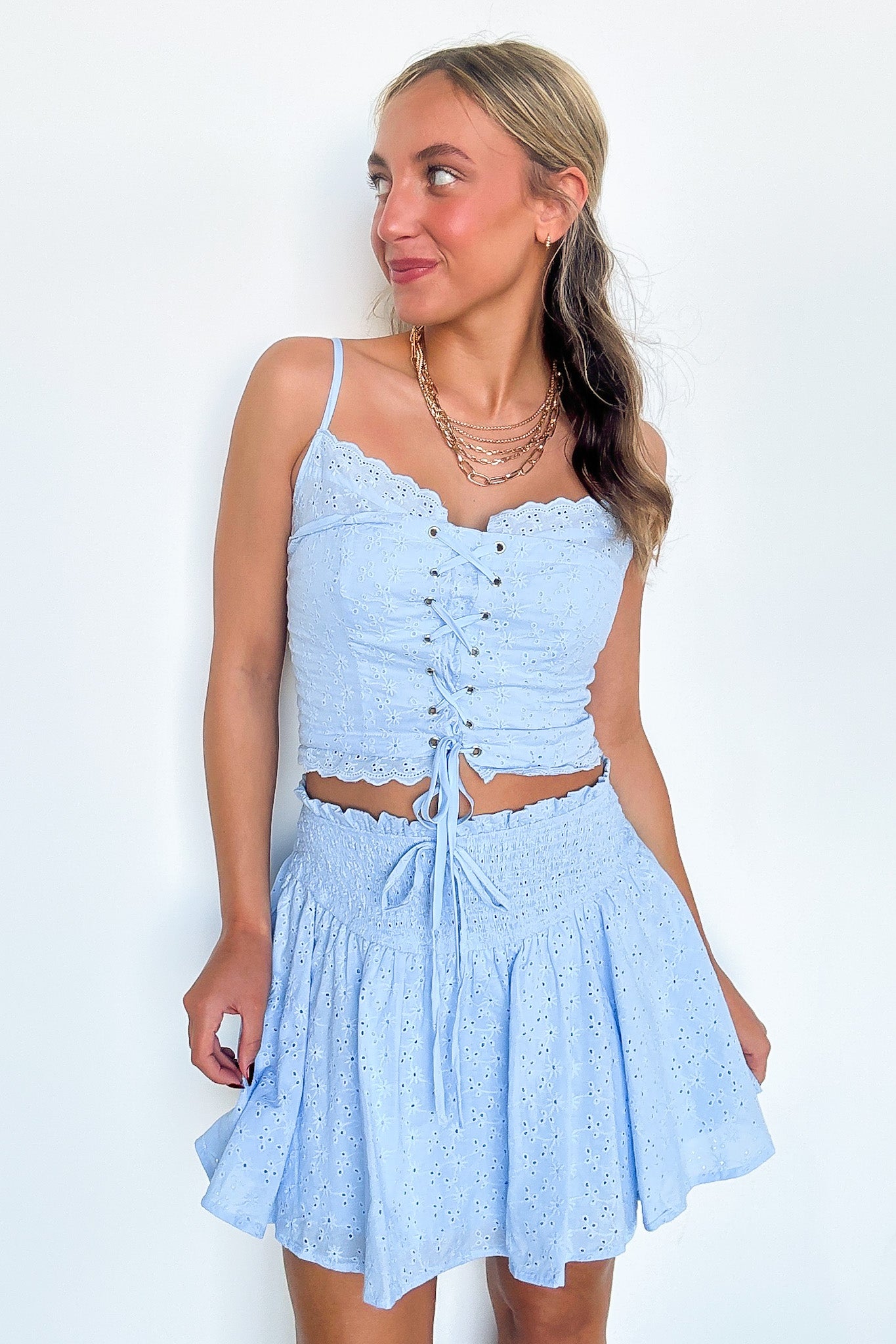Dreamy Impression Eyelet Smocked Skirt - FINAL SALE - Madison and Mallory