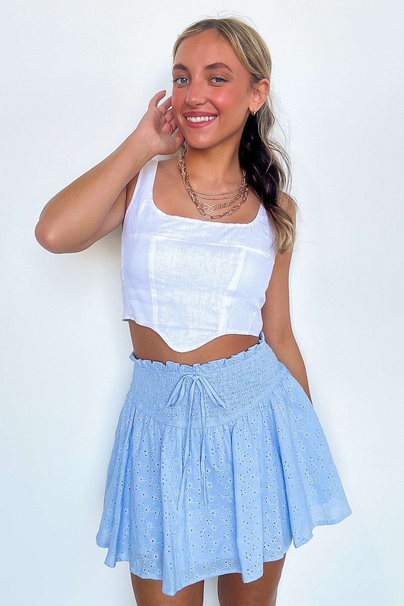 Dreamy Impression Eyelet Smocked Skirt - FINAL SALE - Madison and Mallory