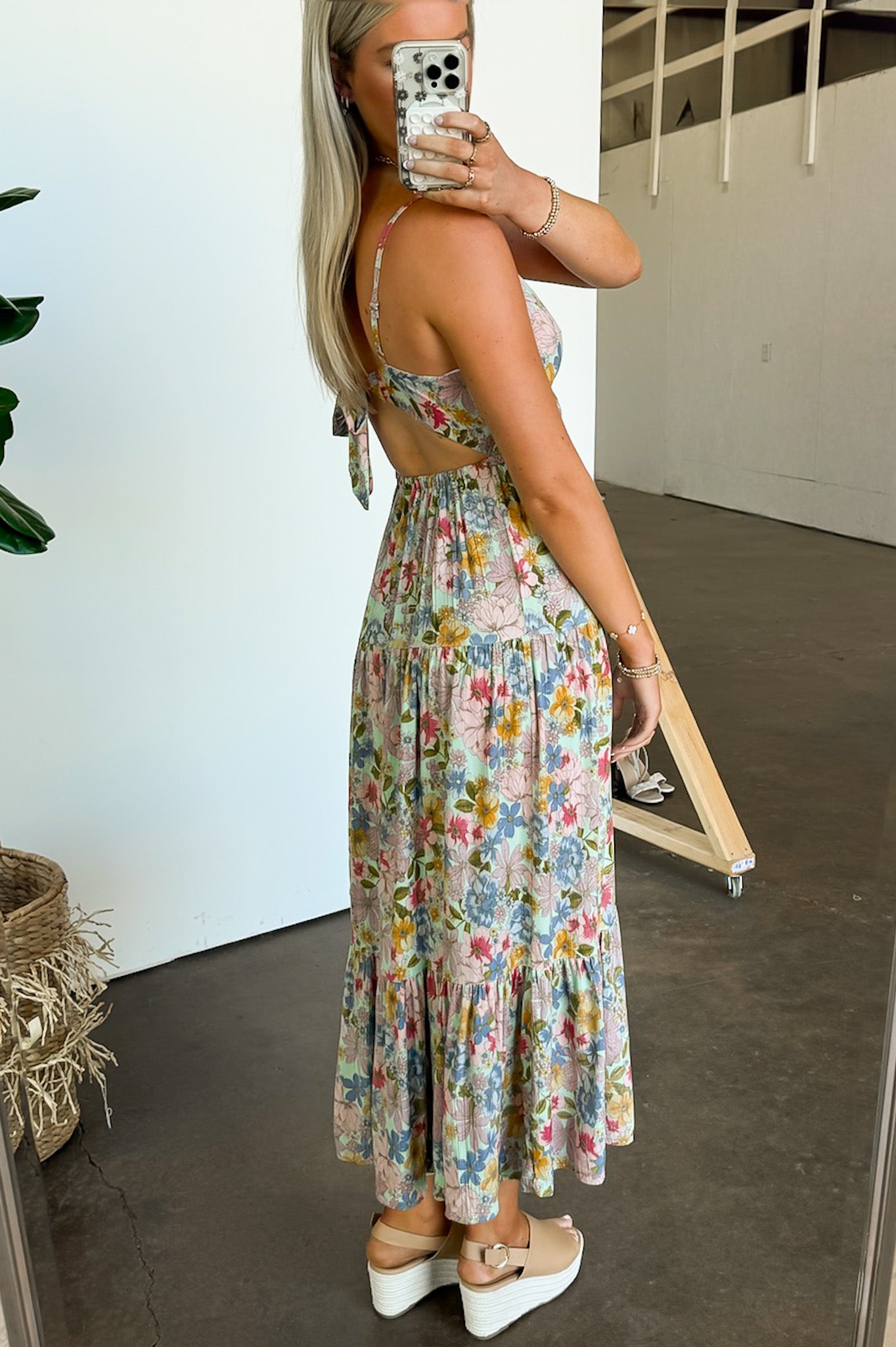  Dreamy Personality V-Neck Smocked Floral Maxi Dress - Madison and Mallory