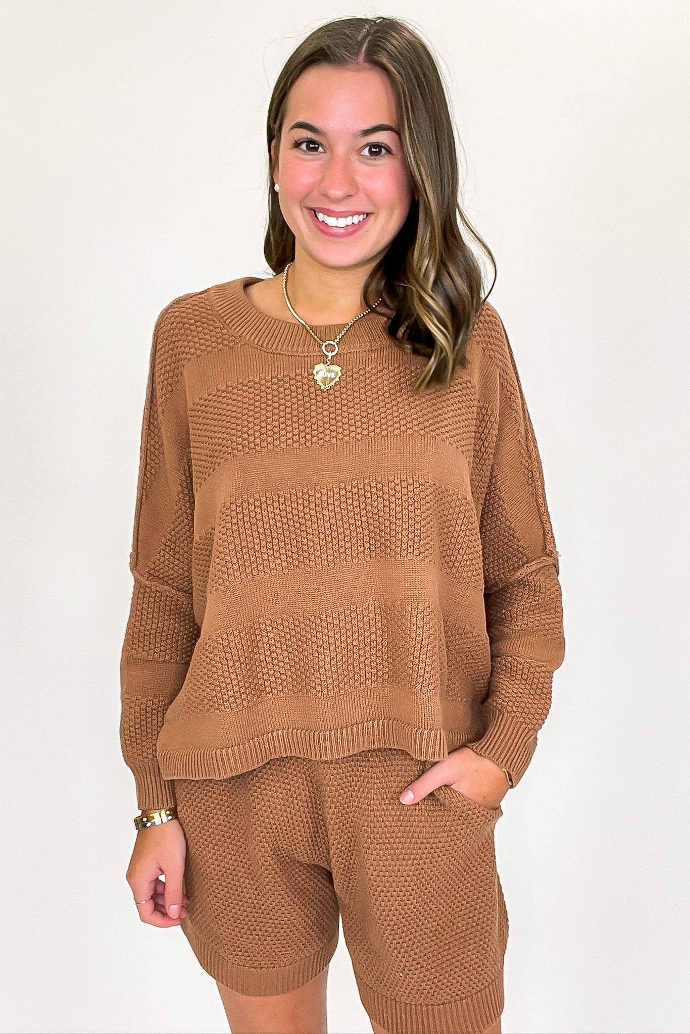 Ease Relaxed Fit Knit Top and Shorts Set - Madison and Mallory