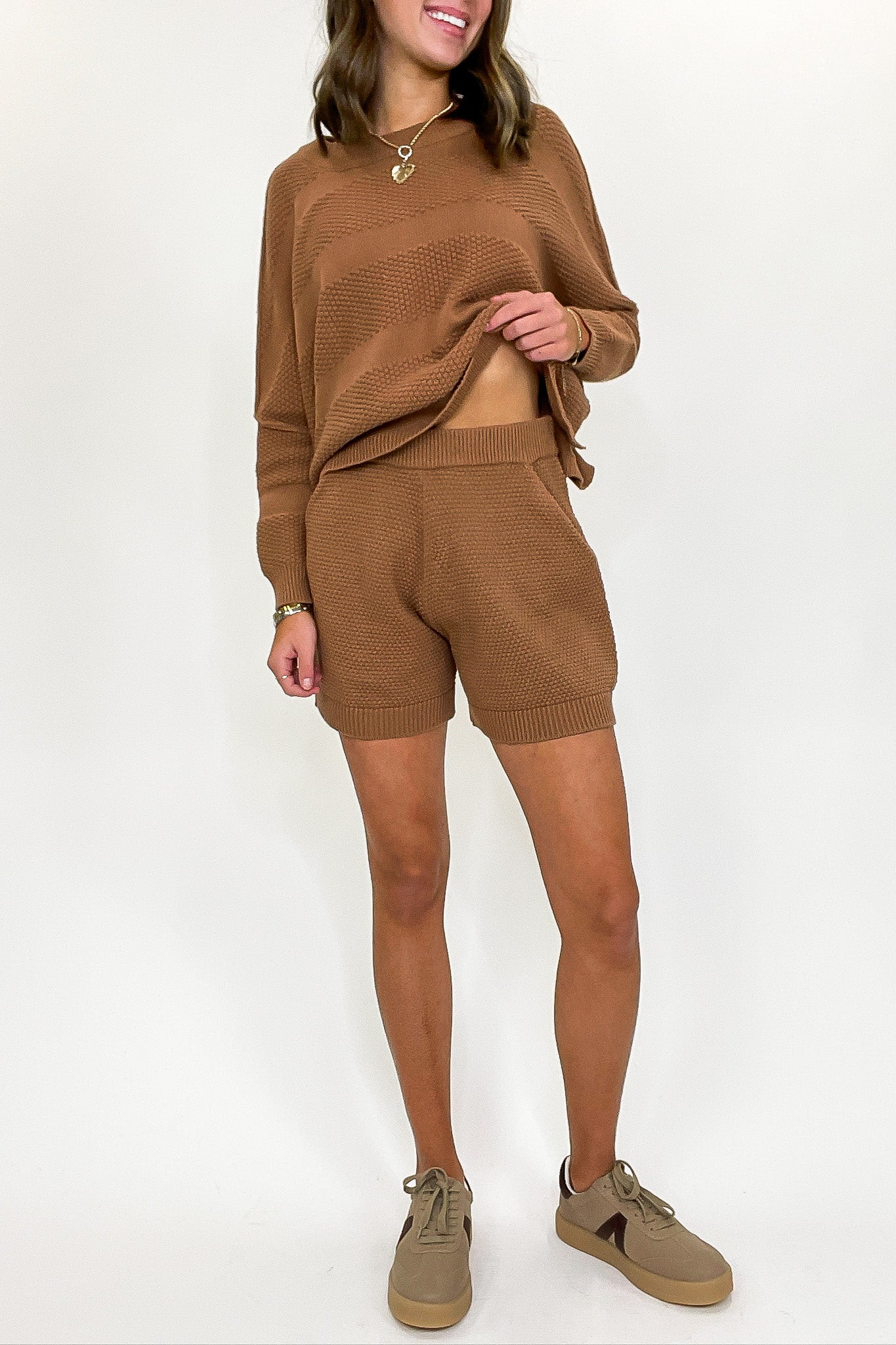 Ease Relaxed Fit Knit Top and Shorts Set - Madison and Mallory