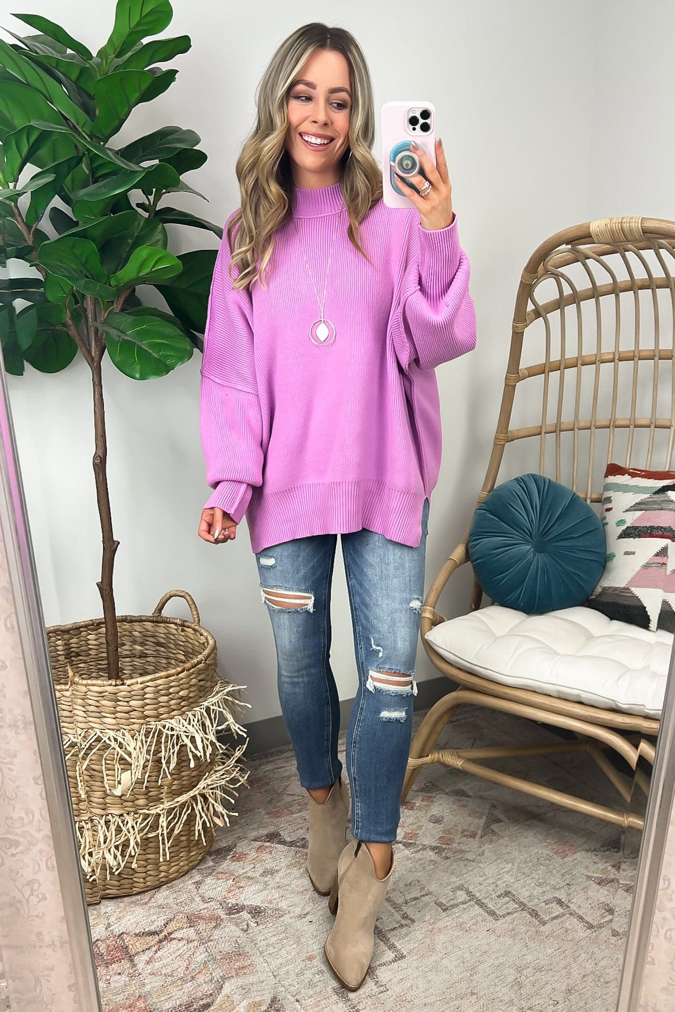 Easy Retreat Oversized Side Slit Sweater - FINAL SALE - Madison and Mallory