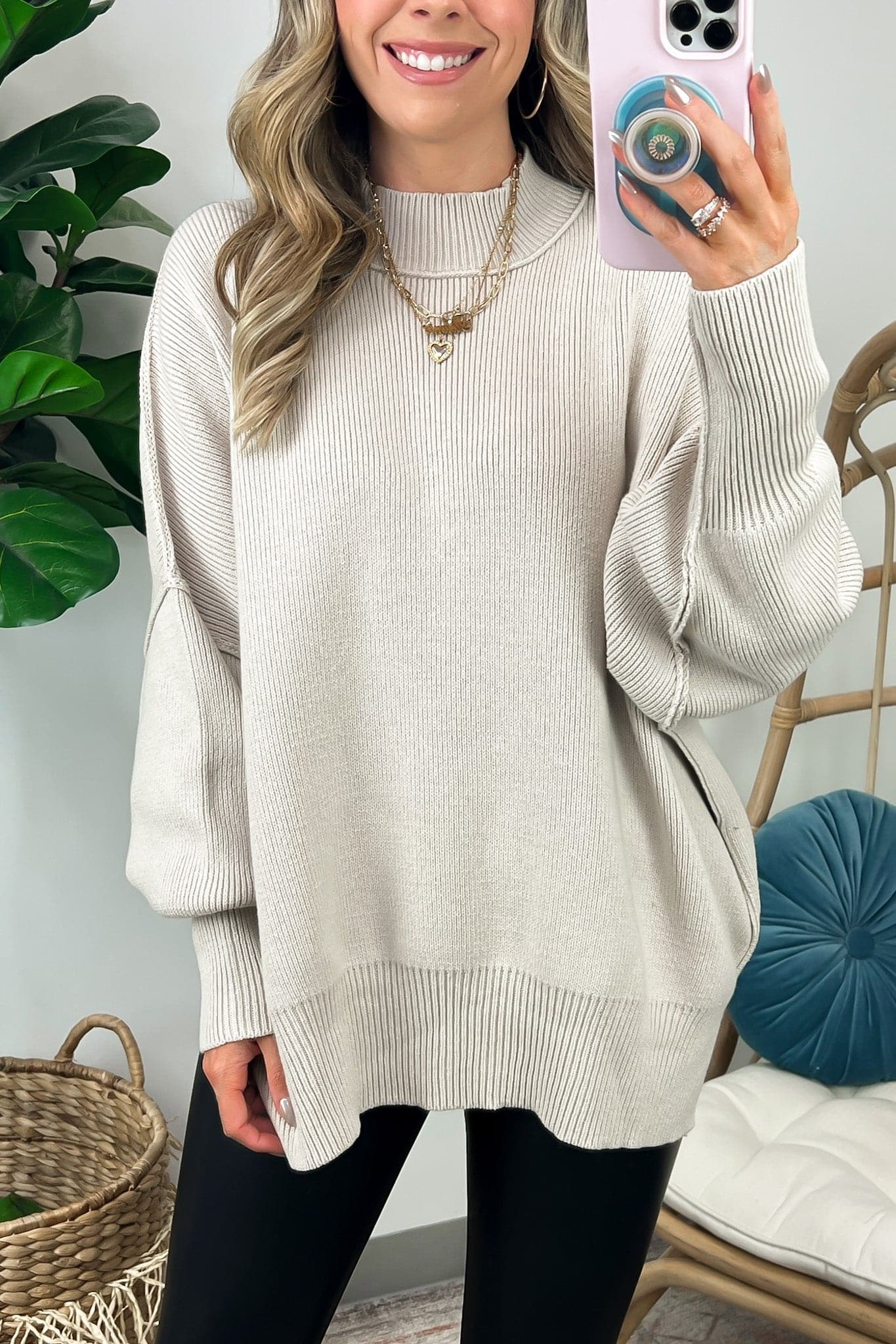 Easy Retreat Oversized Side Slit Sweater - BACK IN STOCK - Madison and Mallory
