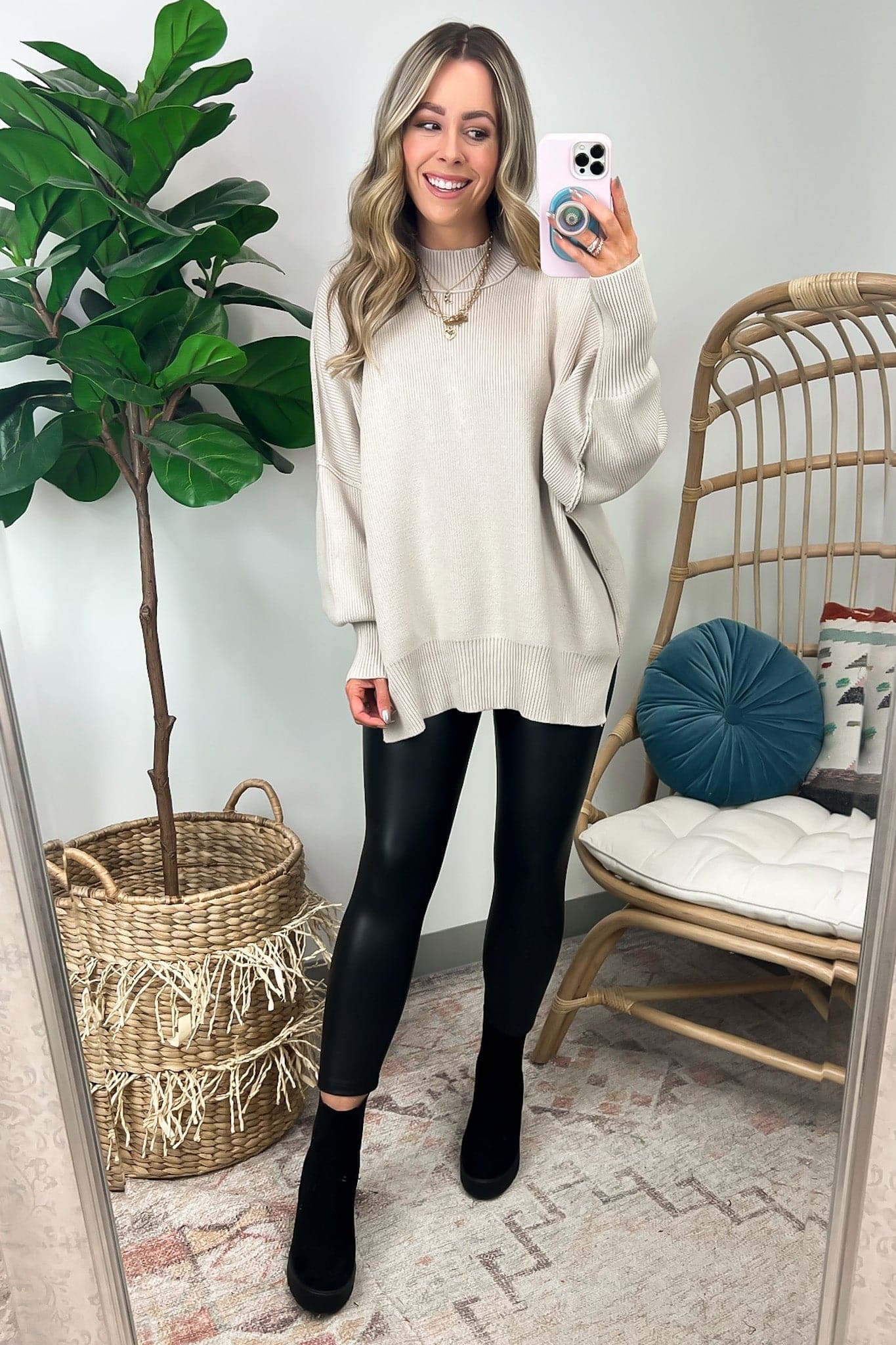 Easy Retreat Oversized Side Slit Sweater - FINAL SALE - Madison and Mallory