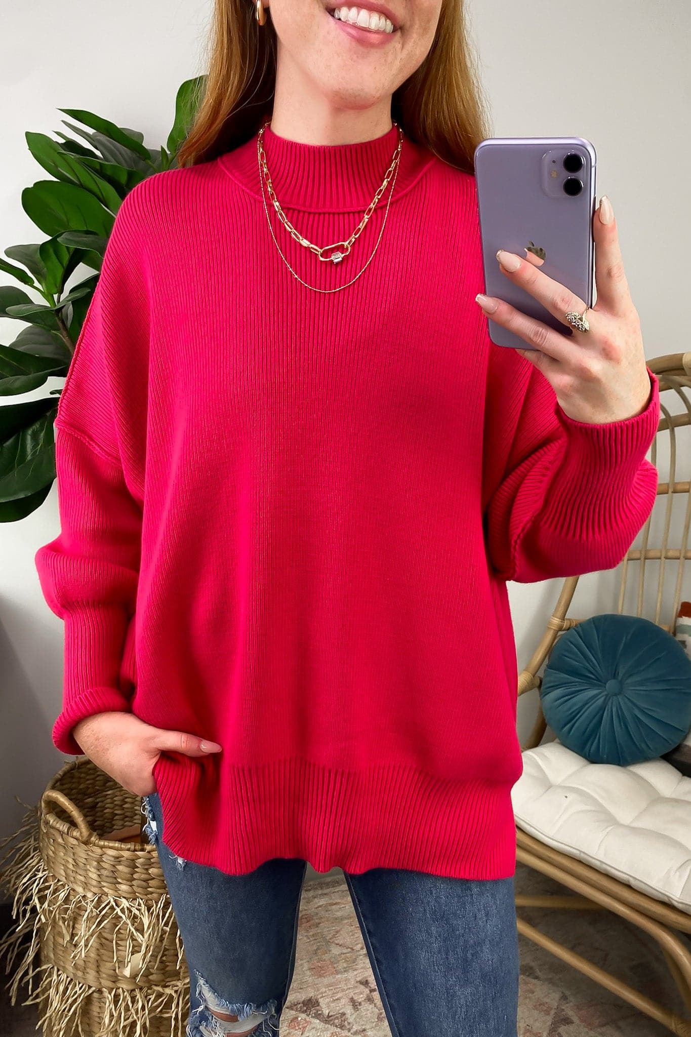 Easy Retreat Oversized Side Slit Sweater - FINAL SALE - Madison and Mallory