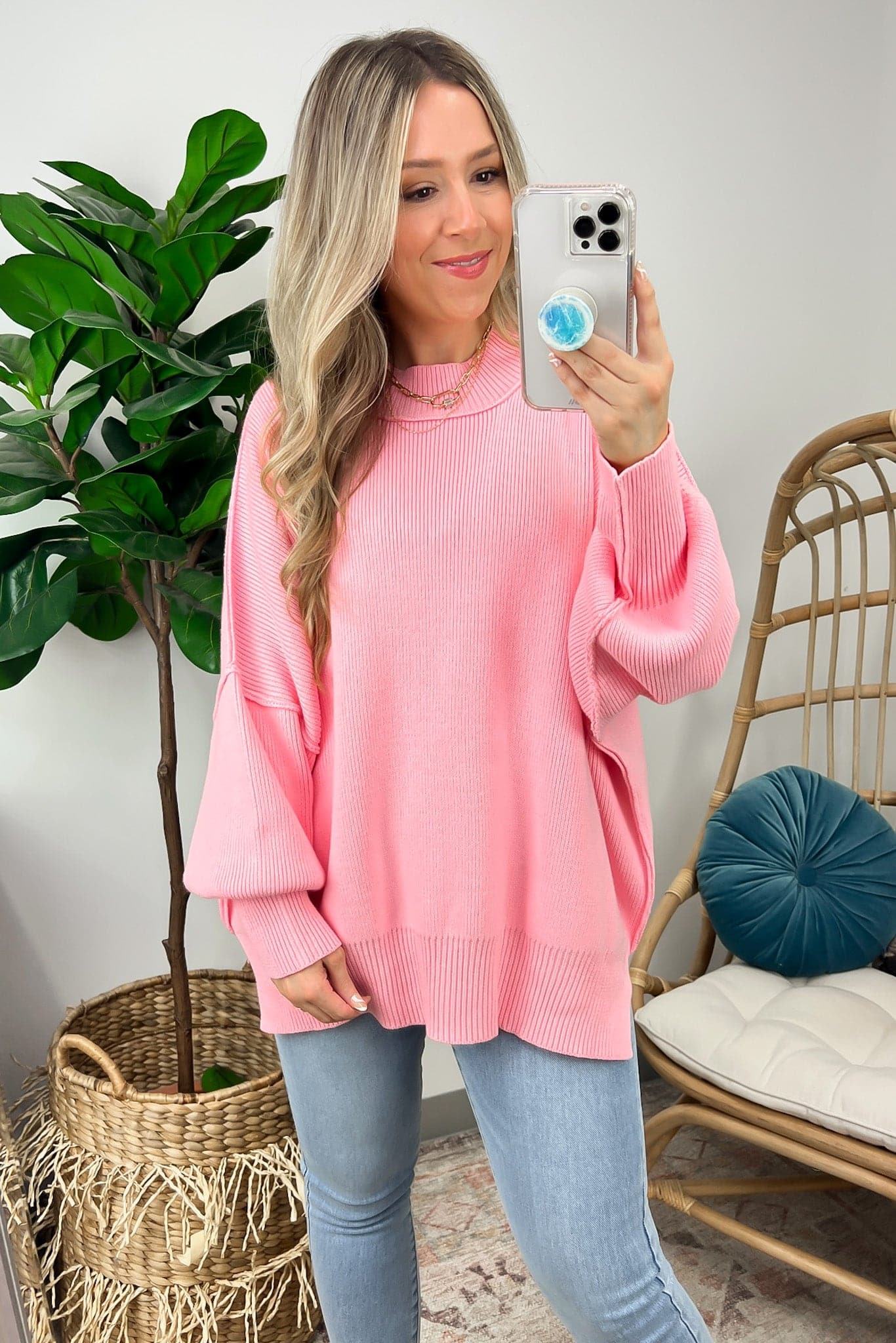 Easy Retreat Oversized Side Slit Sweater - FINAL SALE - Madison and Mallory