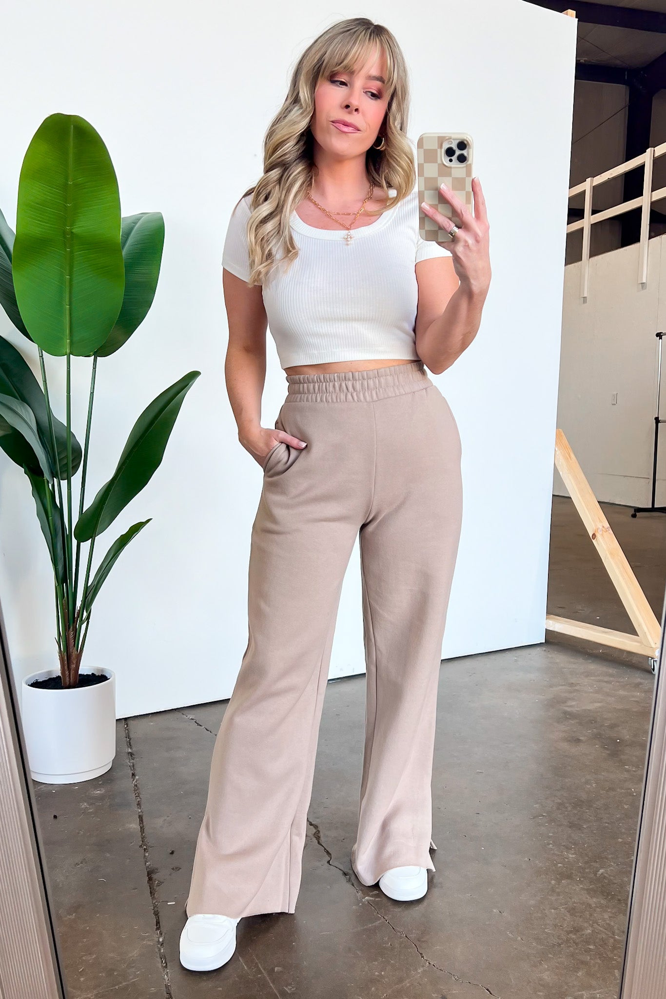  Easygoing Style Wide Leg Front Slit Lounge Pants - Madison and Mallory