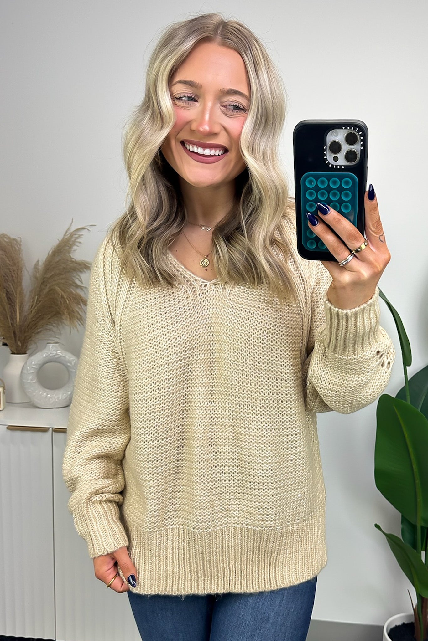 Elain Puff Sleeve Eyelet Knit Sweater - FINAL SALE - Madison and Mallory