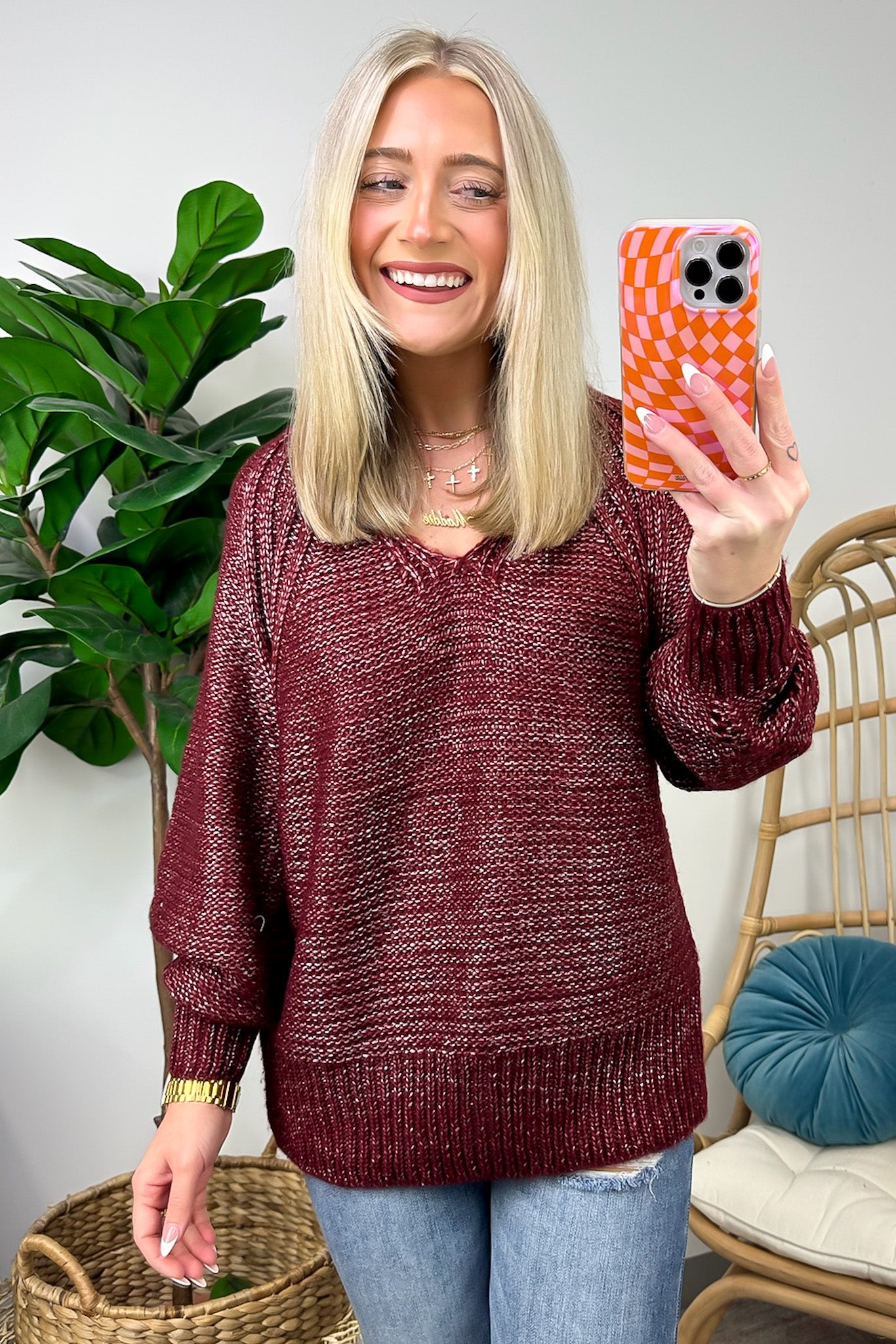 Elain Puff Sleeve Eyelet Knit Sweater - FINAL SALE - Madison and Mallory