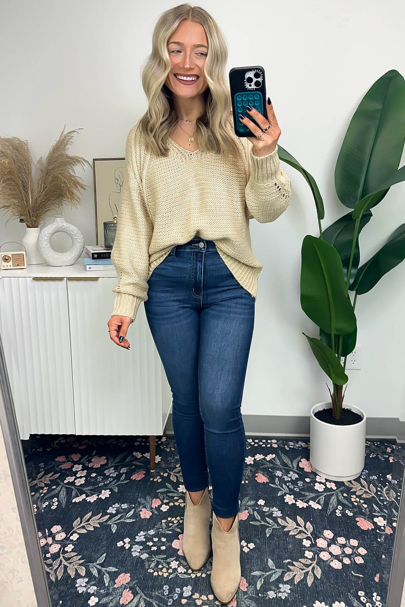 Elain Puff Sleeve Eyelet Knit Sweater - FINAL SALE - Madison and Mallory
