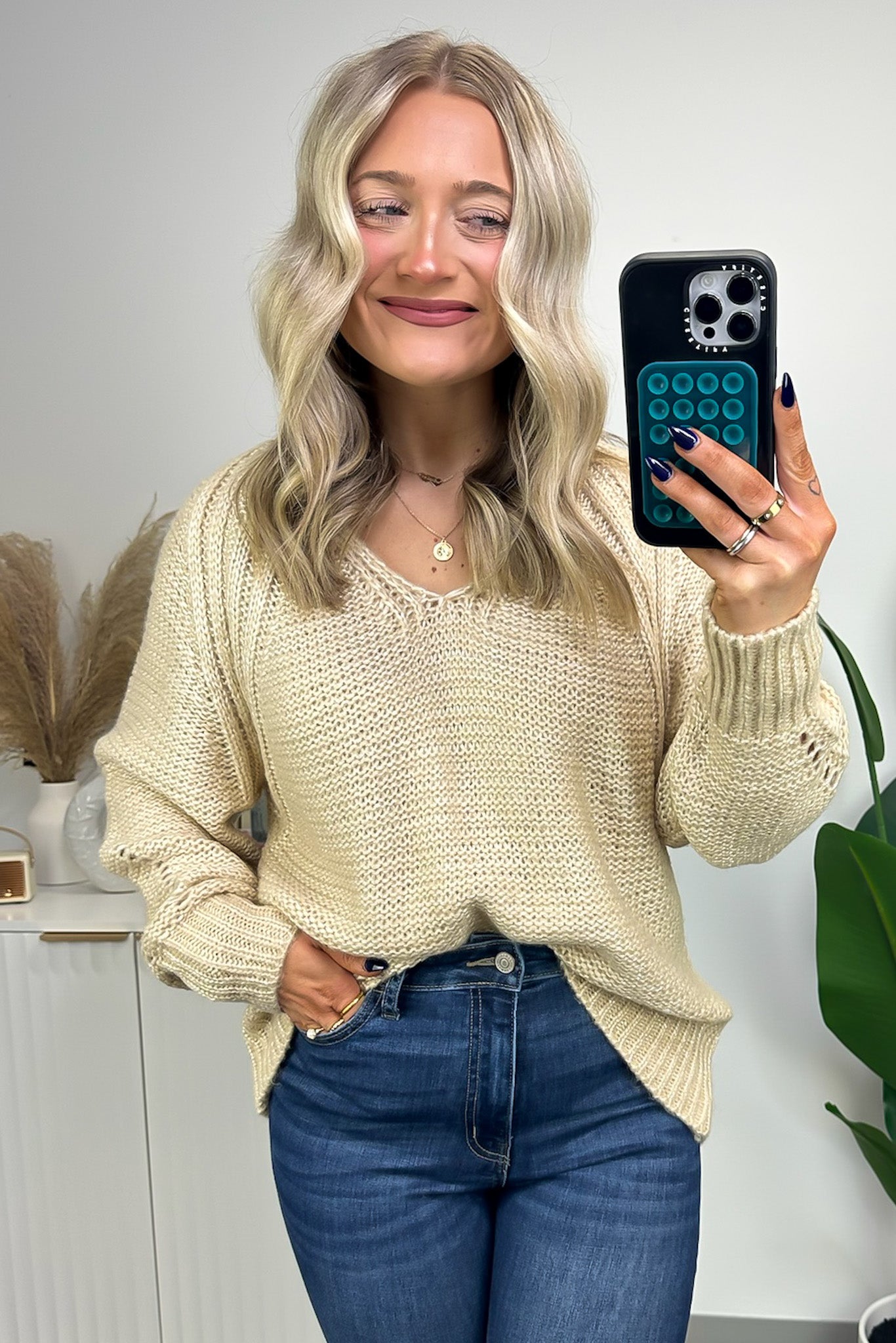 Elain Puff Sleeve Eyelet Knit Sweater - FINAL SALE - Madison and Mallory