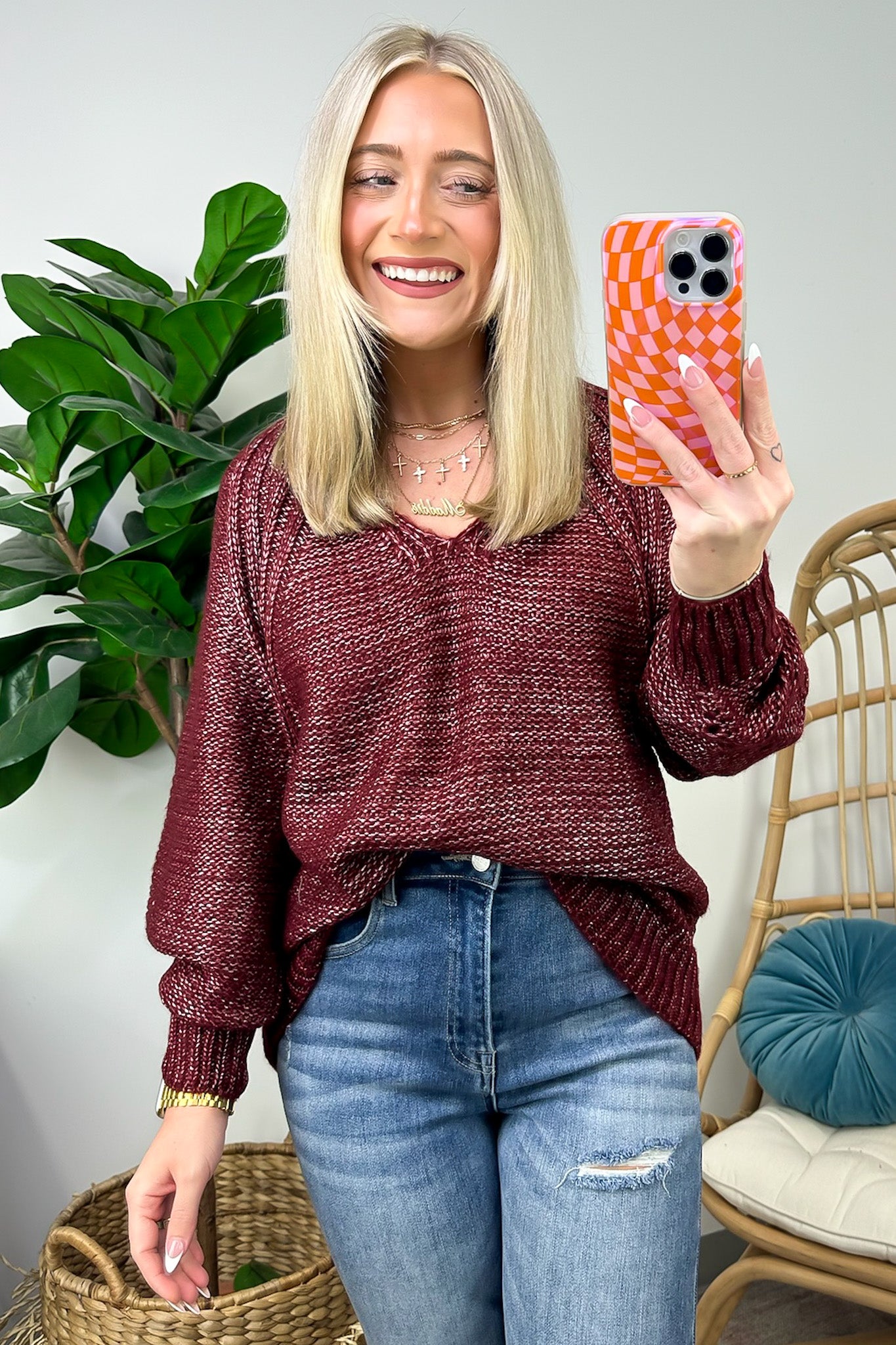 Elain Puff Sleeve Eyelet Knit Sweater - FINAL SALE - Madison and Mallory