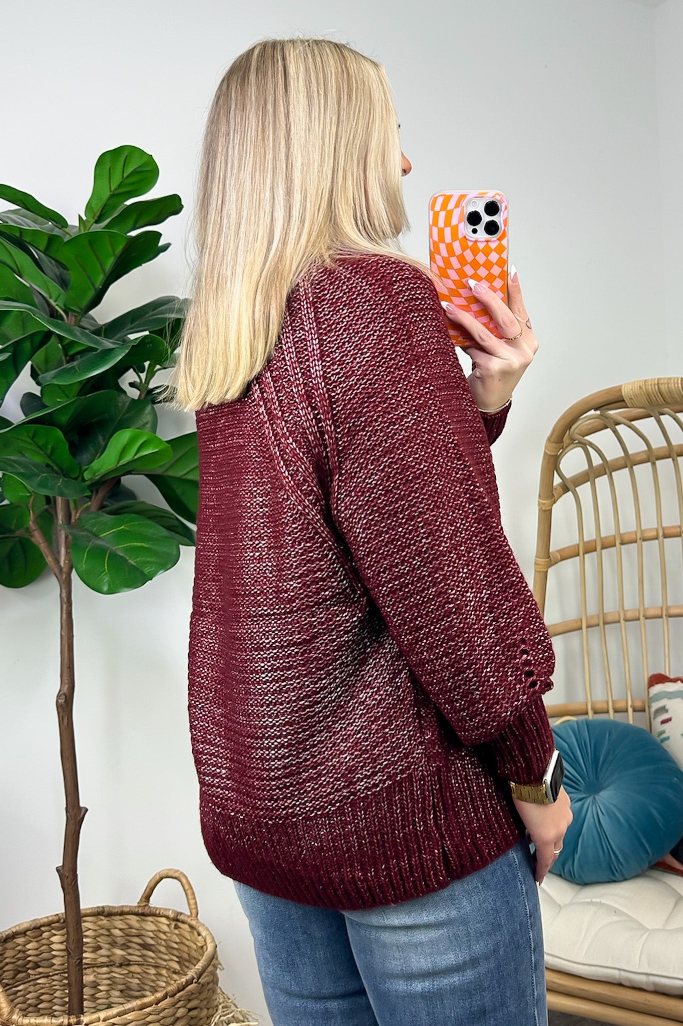 Elain Puff Sleeve Eyelet Knit Sweater - FINAL SALE - Madison and Mallory