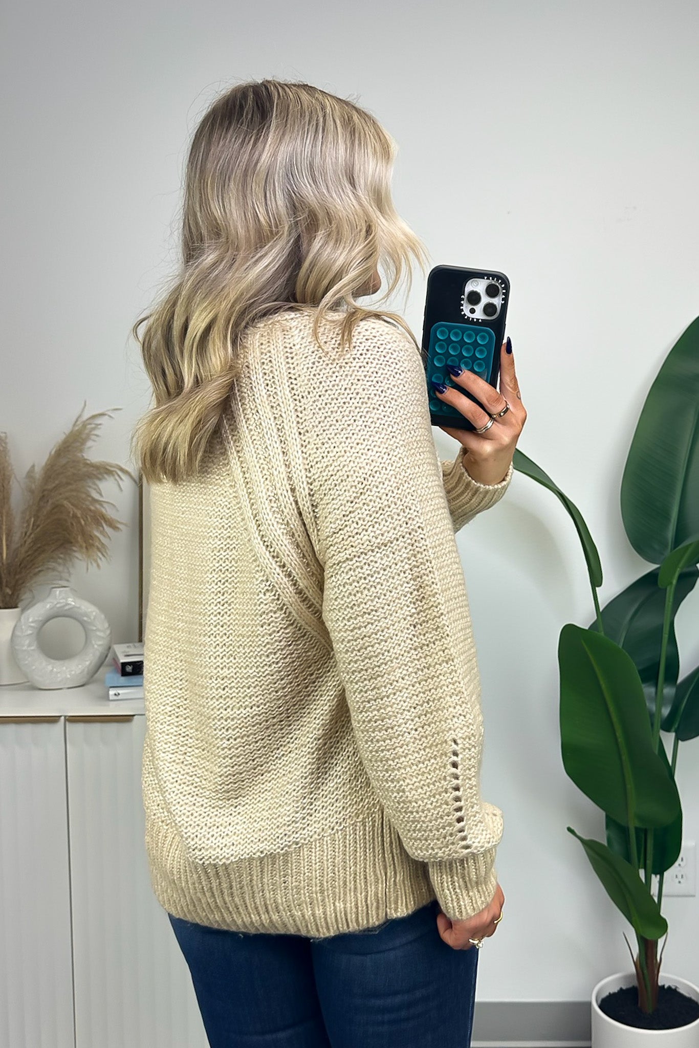 Elain Puff Sleeve Eyelet Knit Sweater - FINAL SALE - Madison and Mallory