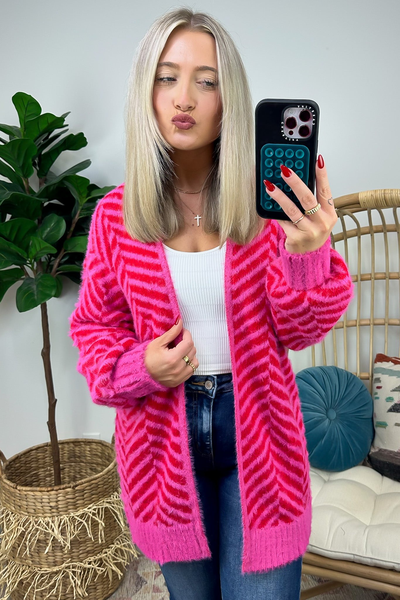 Elainia Fuzzy Knit Cardigan