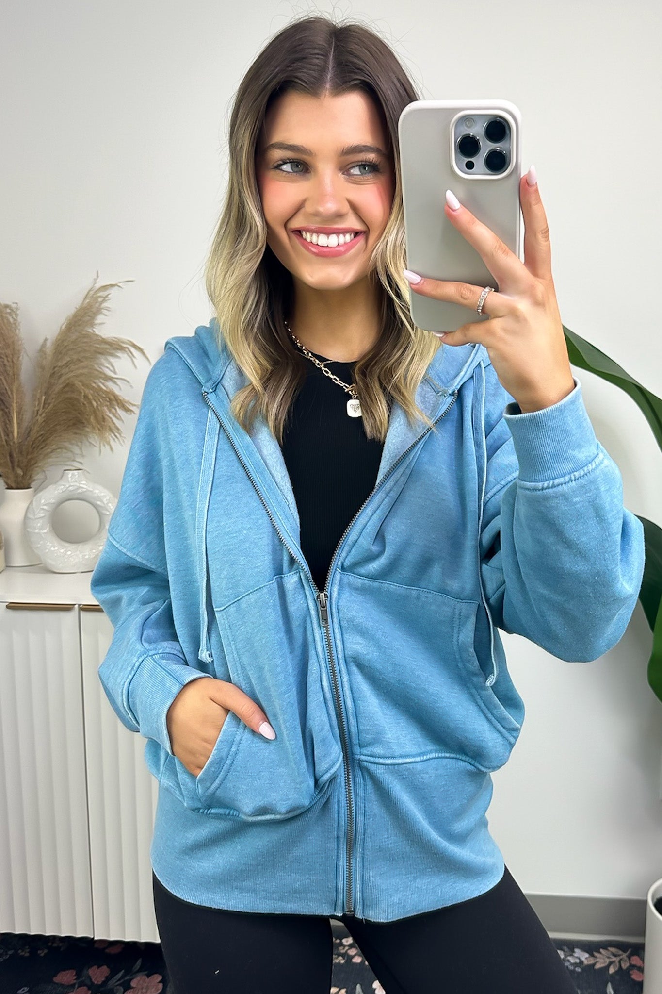 Blue Jay / S Elaynah Fleece Tapered Hoodie Jacket - BACK IN STOCK - Madison and Mallory