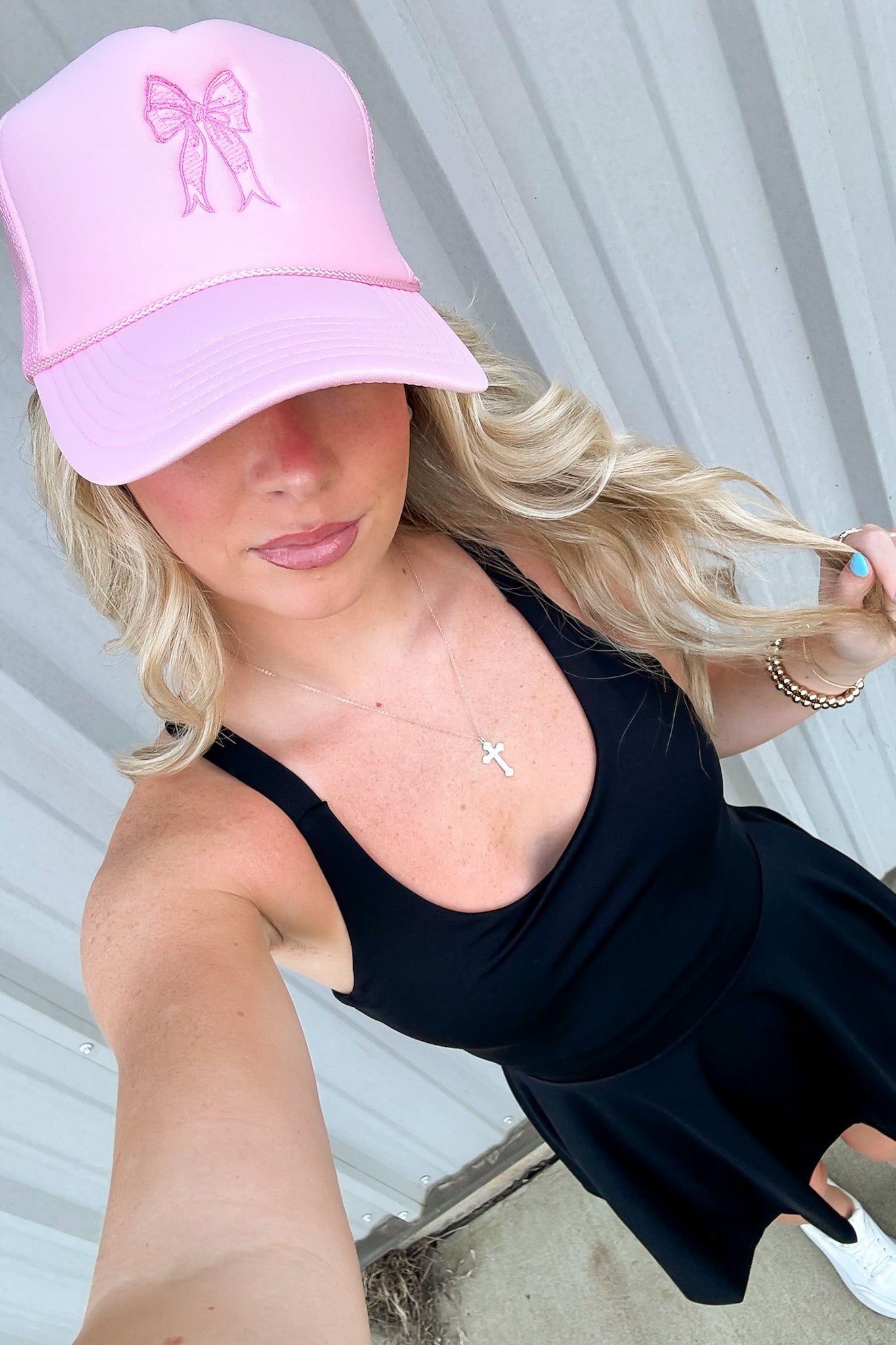  Embroidered Bow Trucker Hat - Madison and Mallory