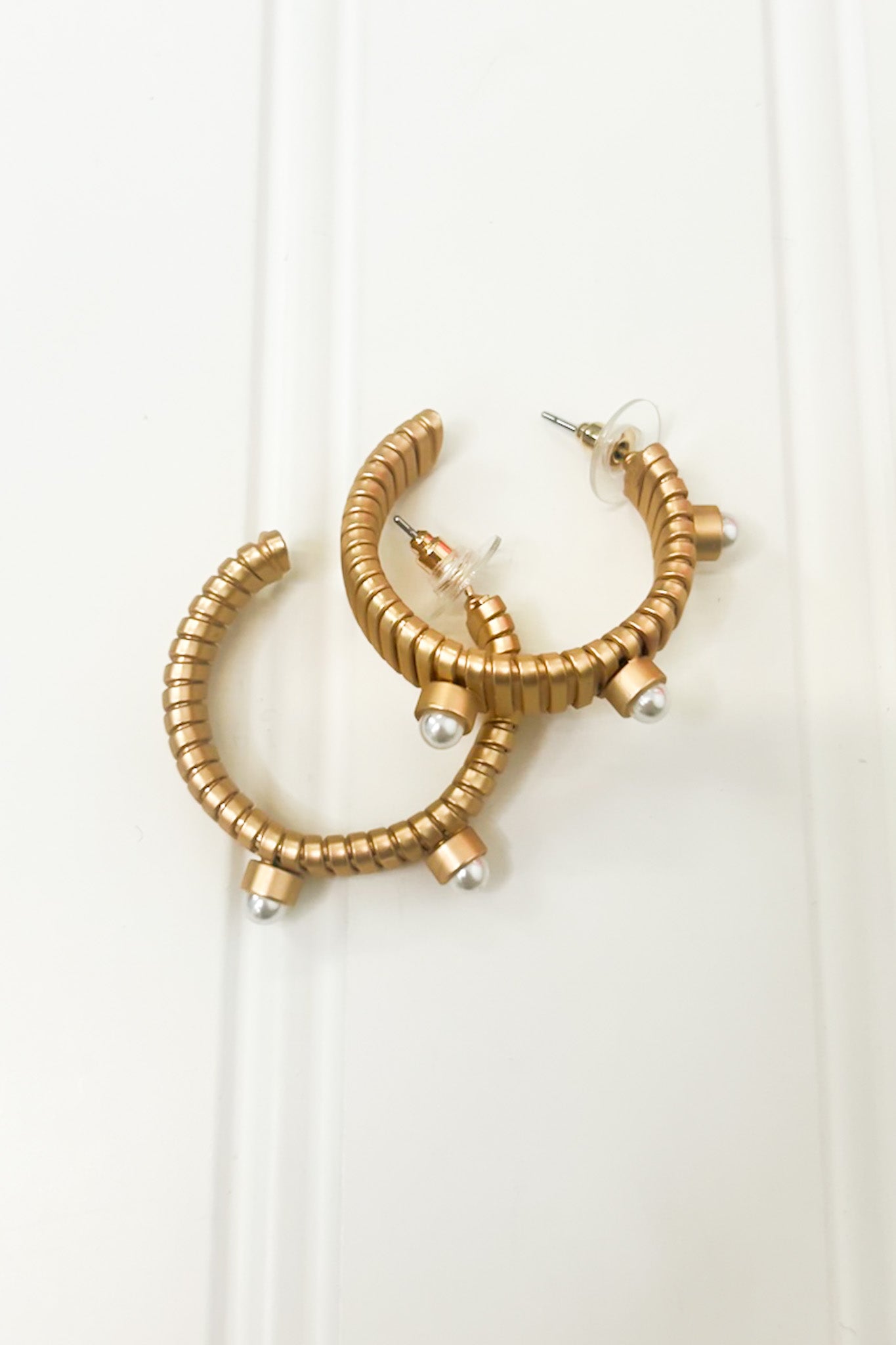 Enticing Always Pearl Accent Hoop Earrings - Madison and Mallory