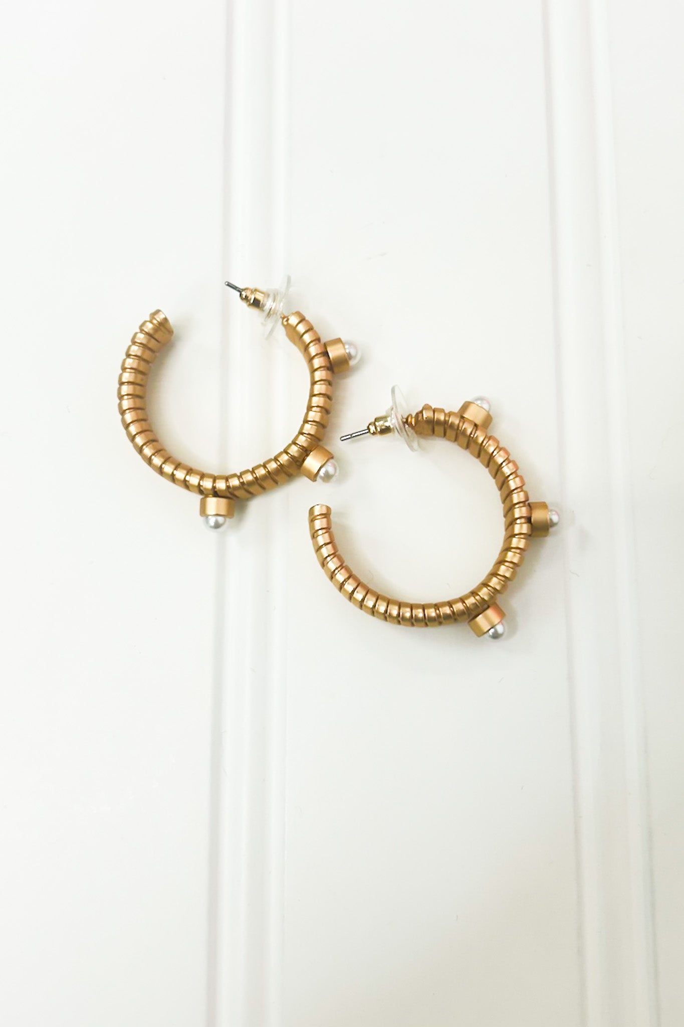 Enticing Always Pearl Accent Hoop Earrings - Madison and Mallory