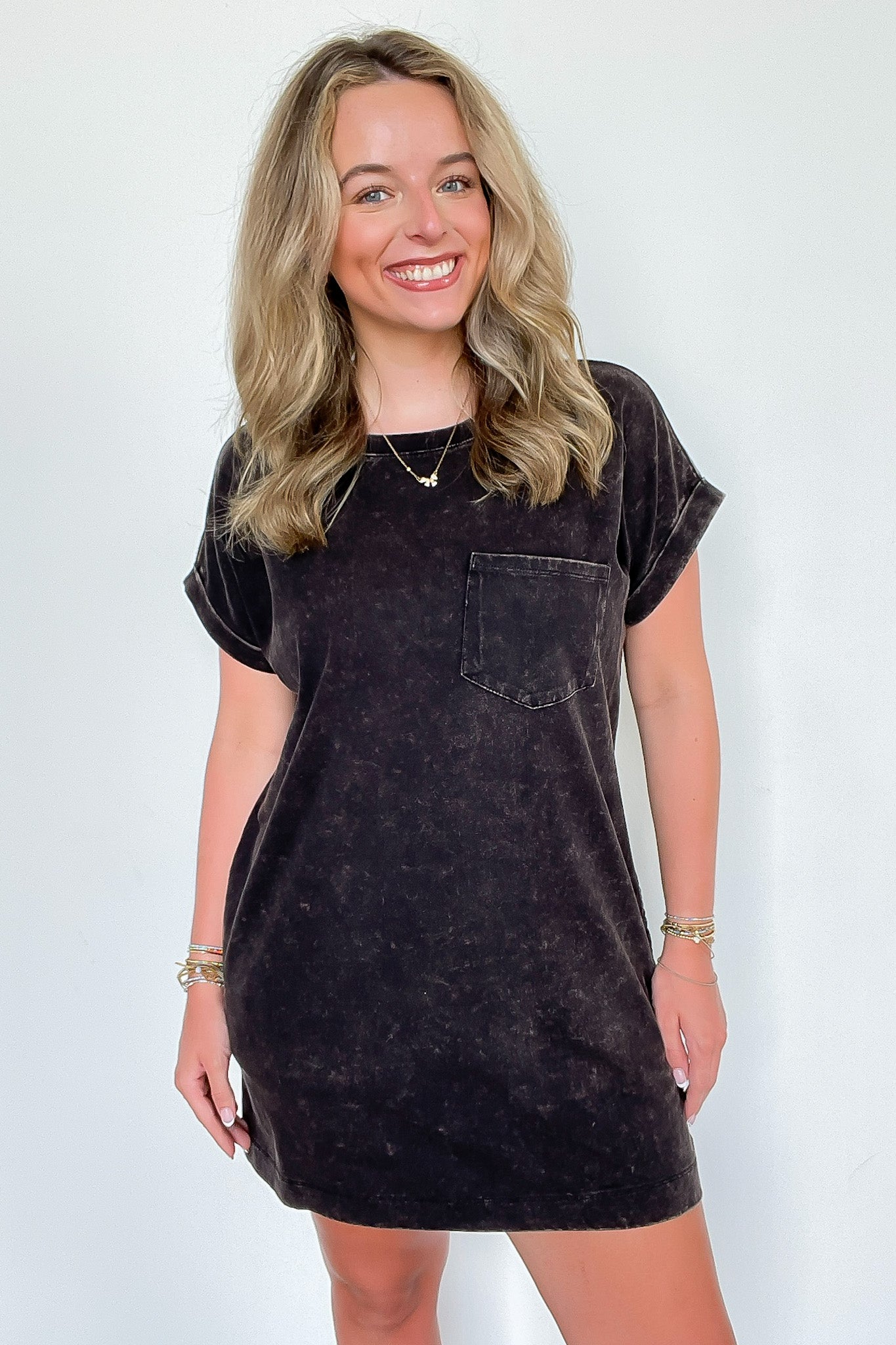 Essential Trend Acid Wash T-Shirt Dress - Madison and Mallory