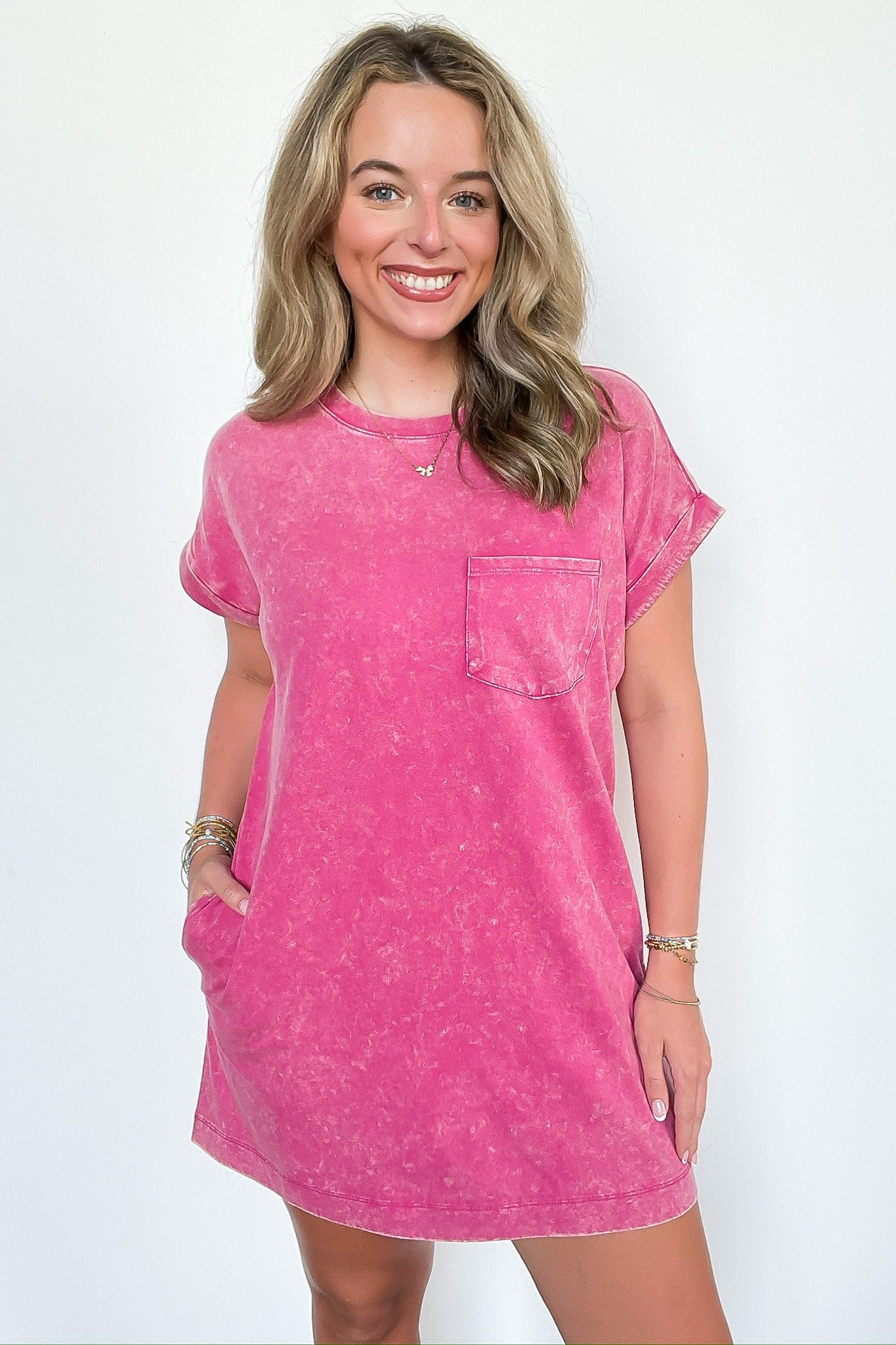 Essential Trend Acid Wash T-Shirt Dress - Madison and Mallory