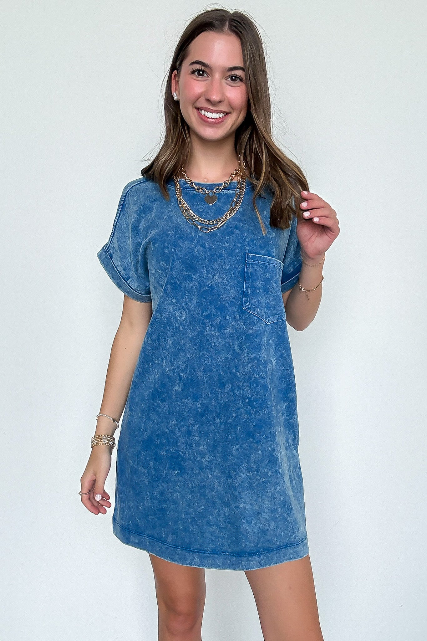 Essential Trend Acid Wash T-Shirt Dress - Madison and Mallory