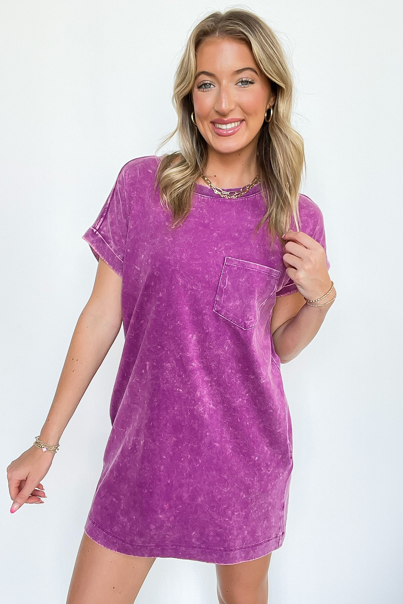 Essential Trend Acid Wash T-Shirt Dress - Madison and Mallory