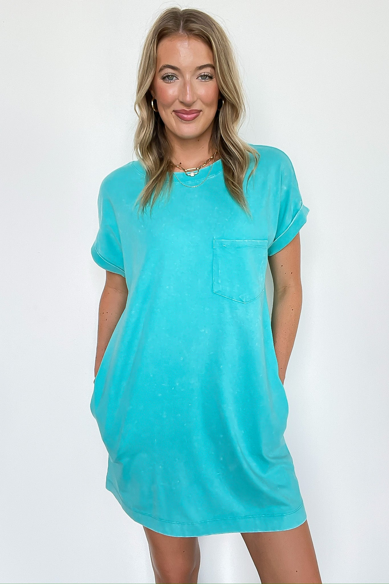 Essential Trend Acid Wash T-Shirt Dress - Madison and Mallory