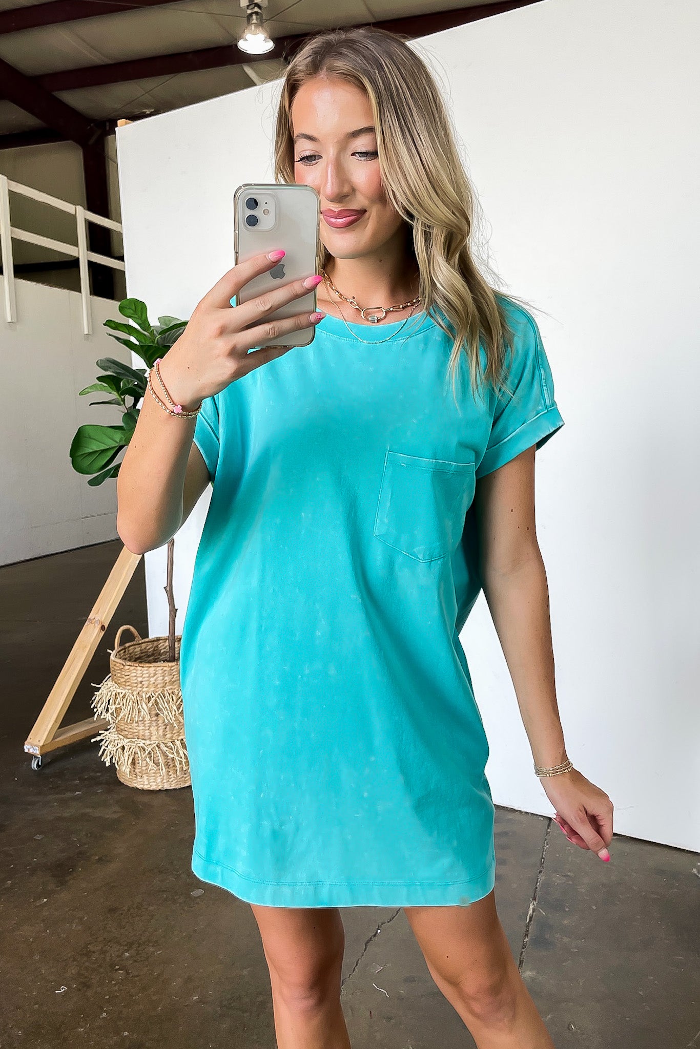 Essential Trend Acid Wash T-Shirt Dress - Madison and Mallory