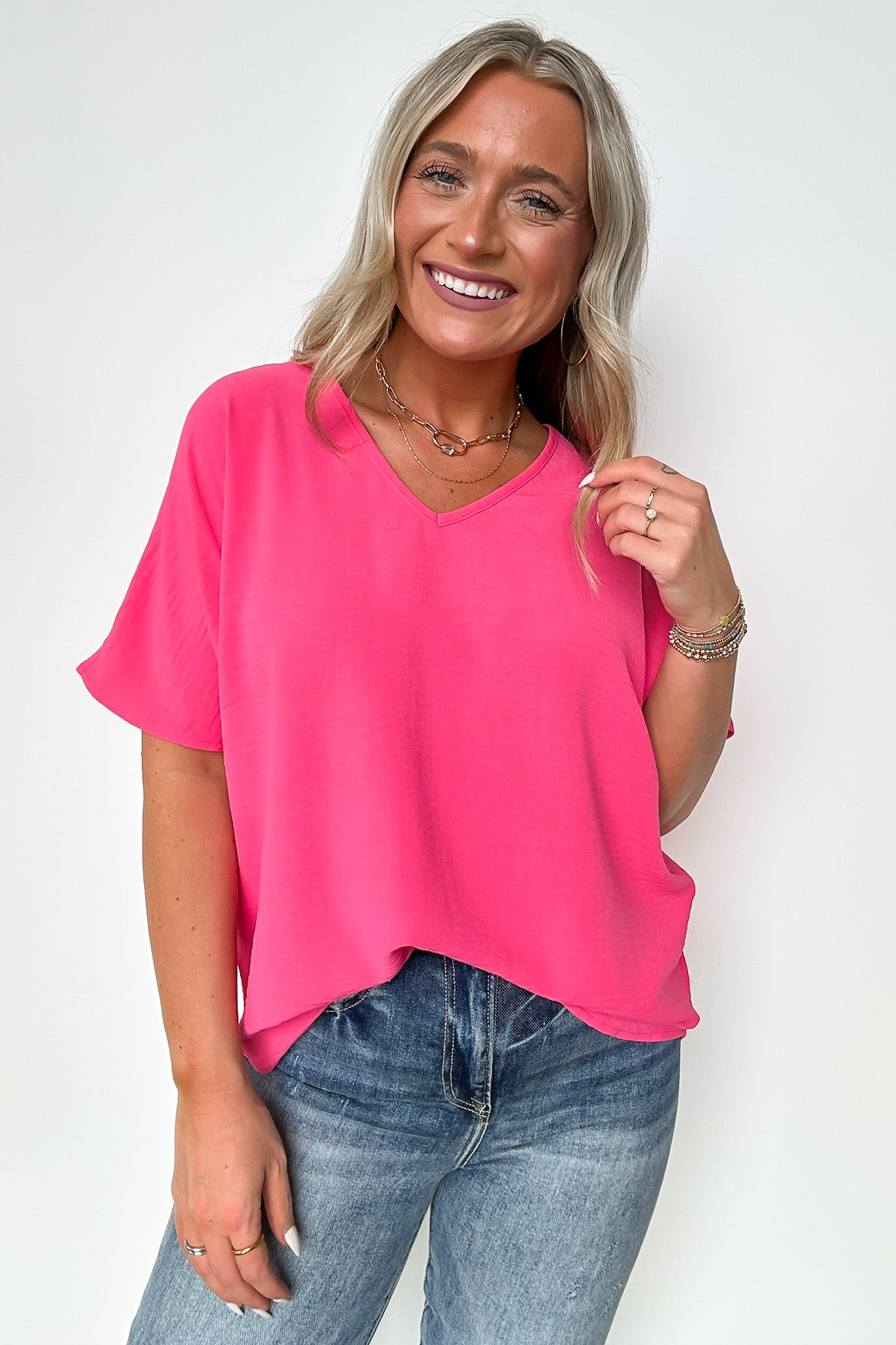  Evlynn V-Neck Short Sleeve Top - BACK IN STOCK - Madison and Mallory