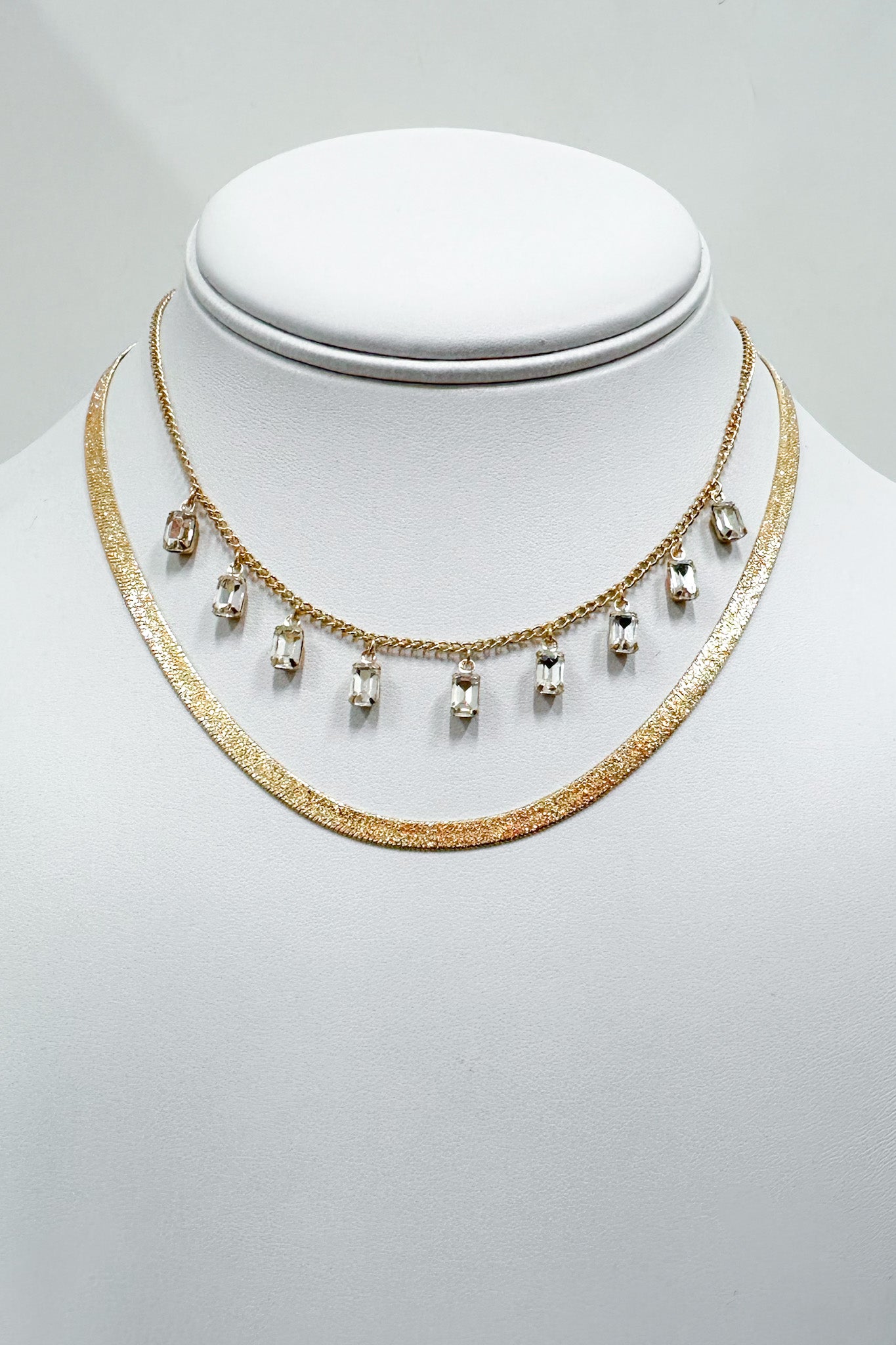 Gold Exceptional Design Baguette CZ Layered Necklace - Madison and Mallory