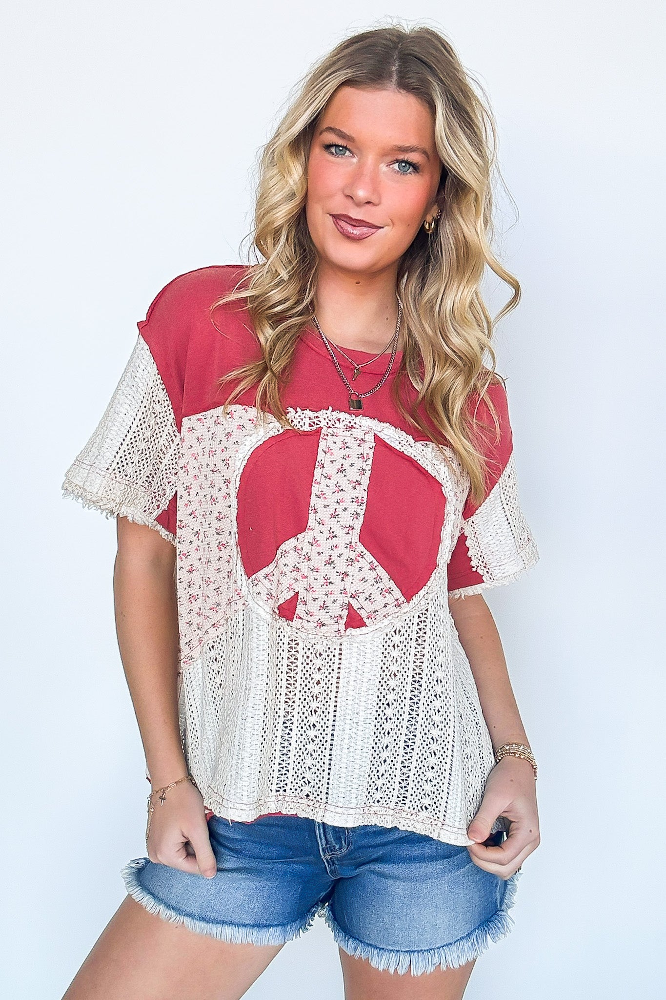 Far Out Peace Sign Contrast Top - FINAL SALE - Madison and Mallory