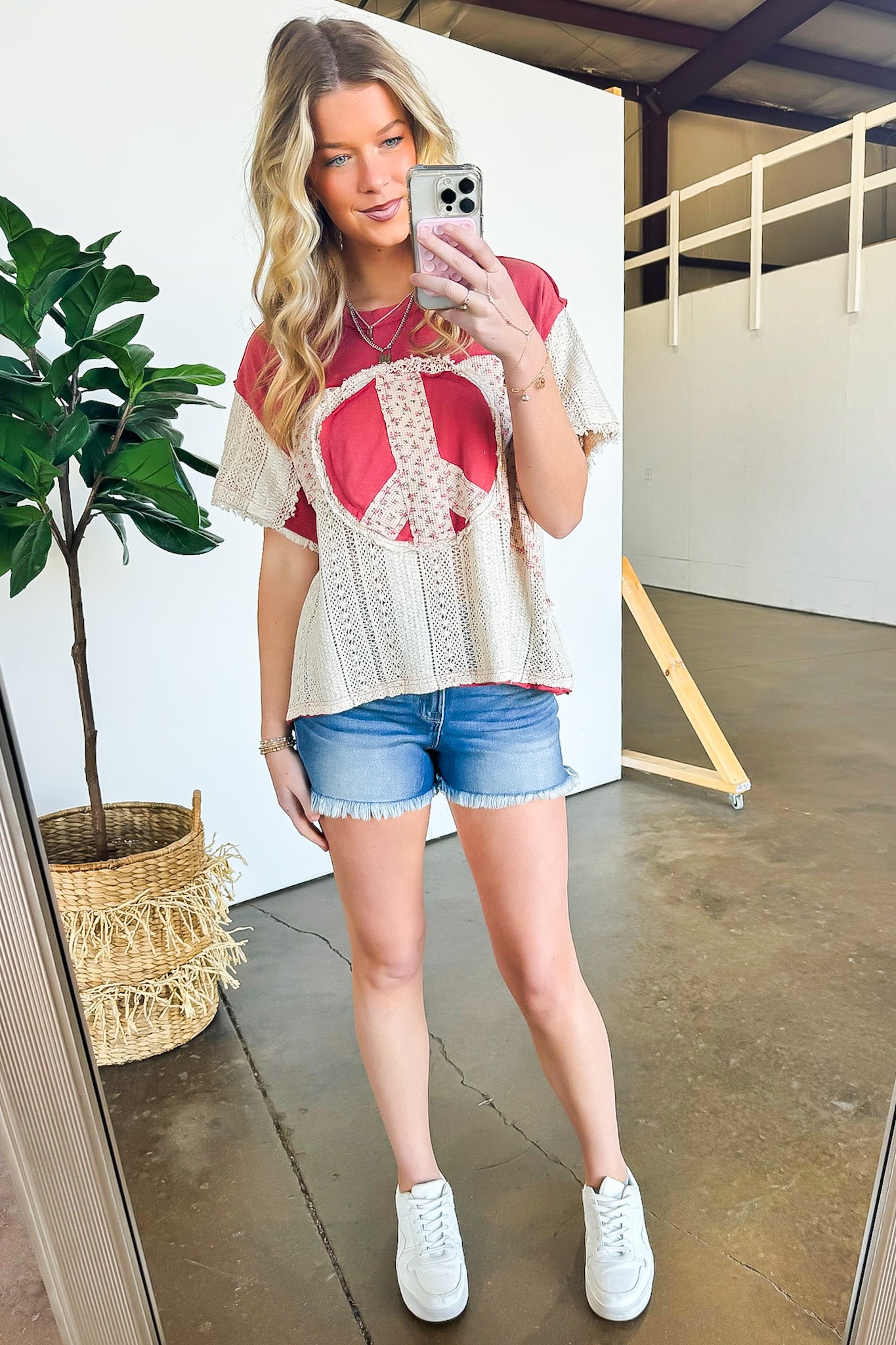 Far Out Peace Sign Contrast Top - FINAL SALE - Madison and Mallory
