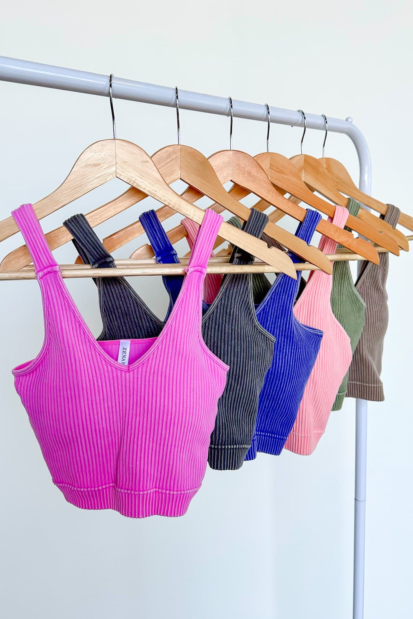 Farran Washed Ribbed Padded Bra Tank Top - BACK IN STOCK - Madison and Mallory