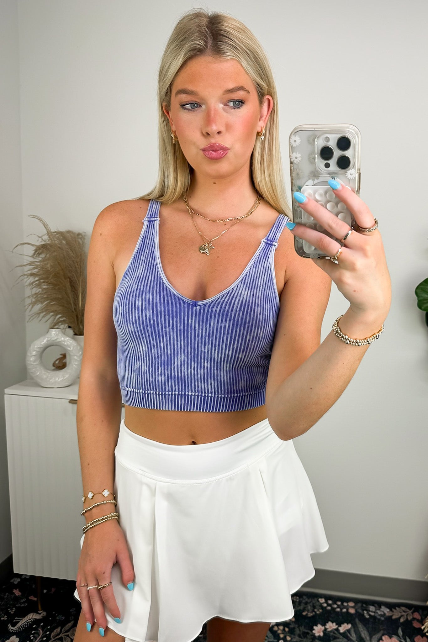 Farran Washed Ribbed Padded Bra Tank Top - FINAL SALE - Madison and Mallory