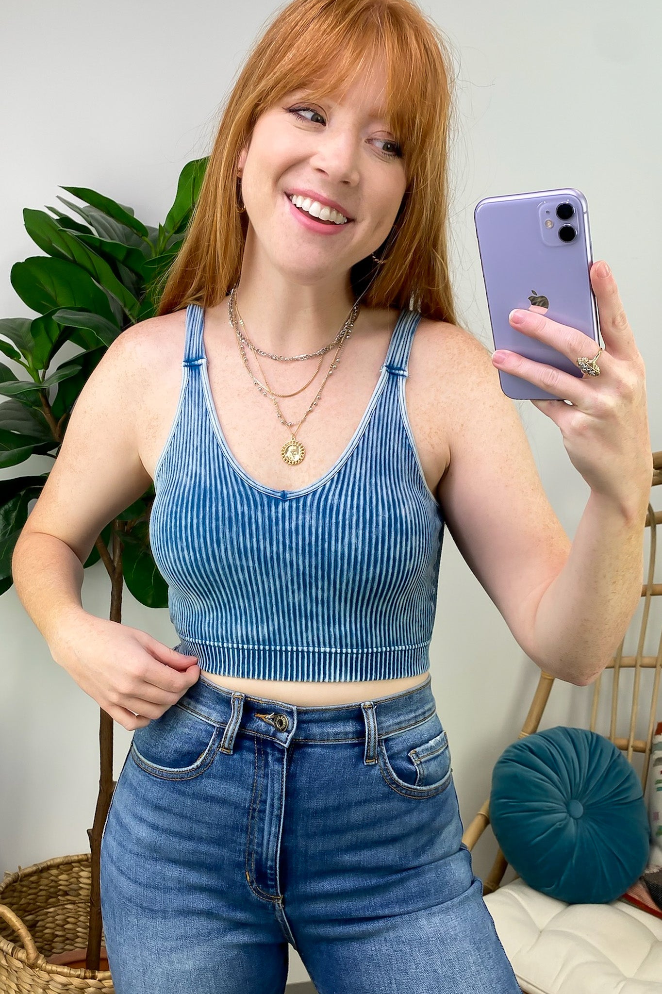 Farran Washed Ribbed Padded Bra Tank Top - BACK IN STOCK - Madison and Mallory