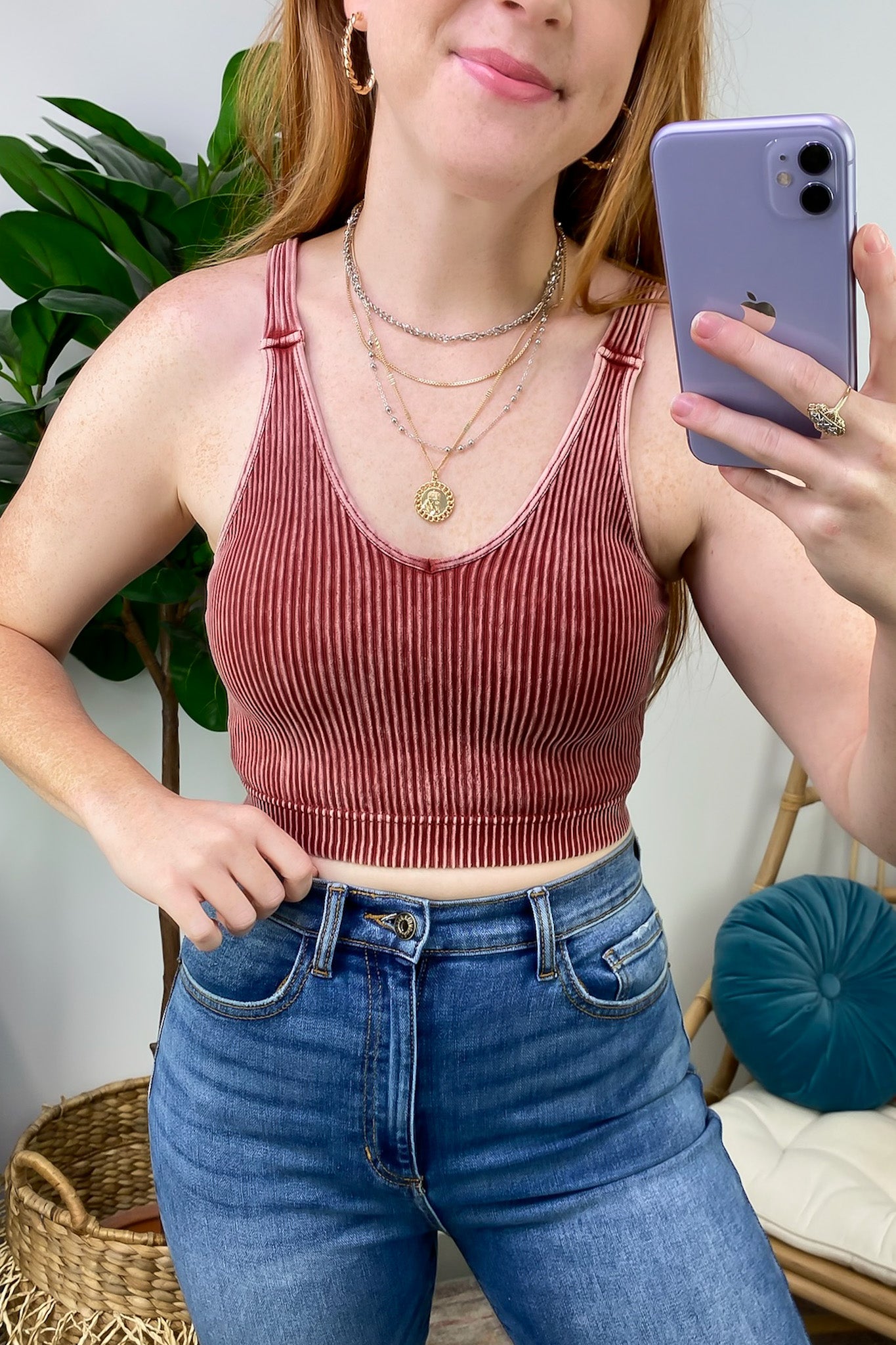 Farran Washed Ribbed Padded Bra Tank Top - BACK IN STOCK - Madison and Mallory