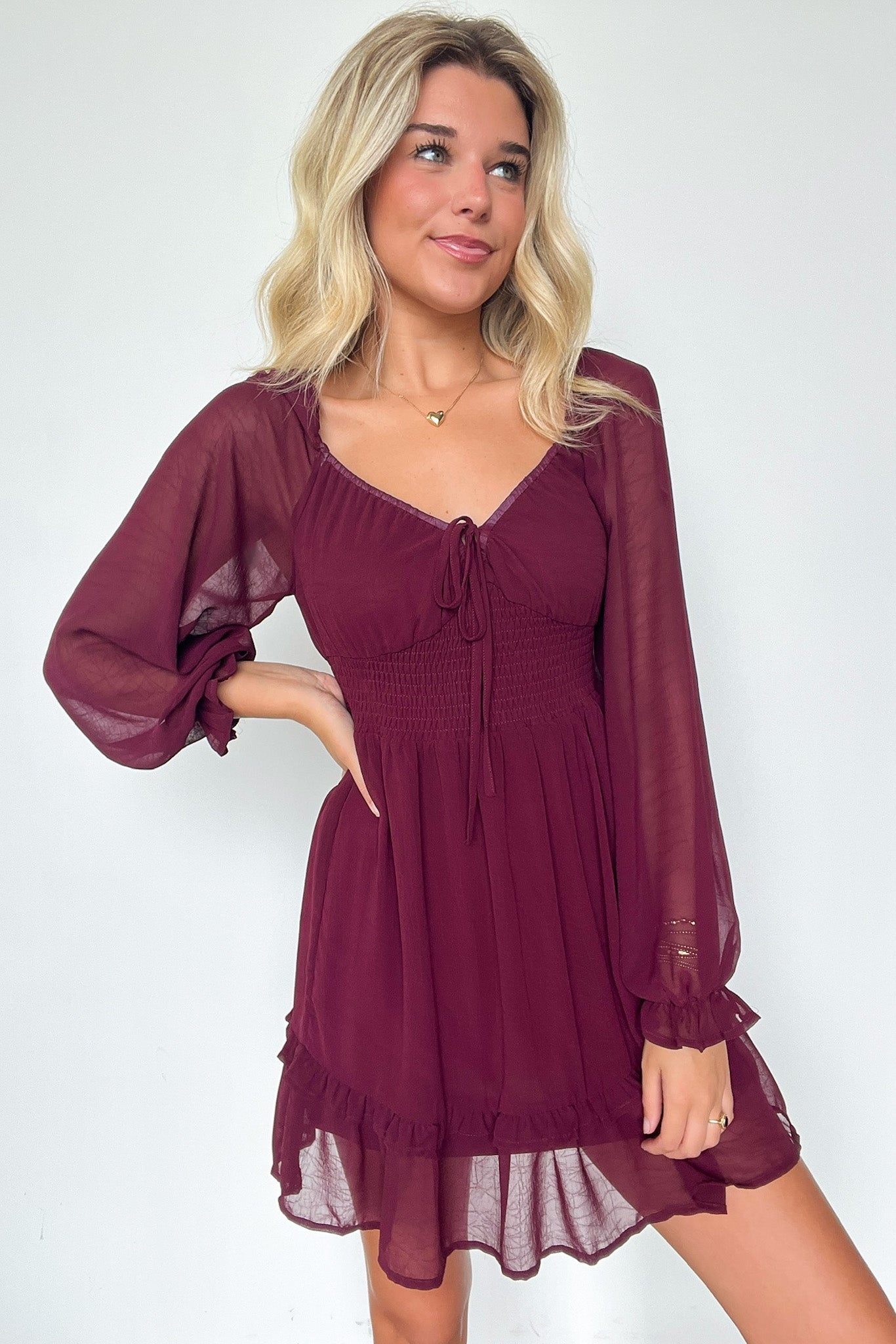 Favorite Inspiration Empire Smocked Long Sleeve Dress - FINAL SALE - Madison and Mallory