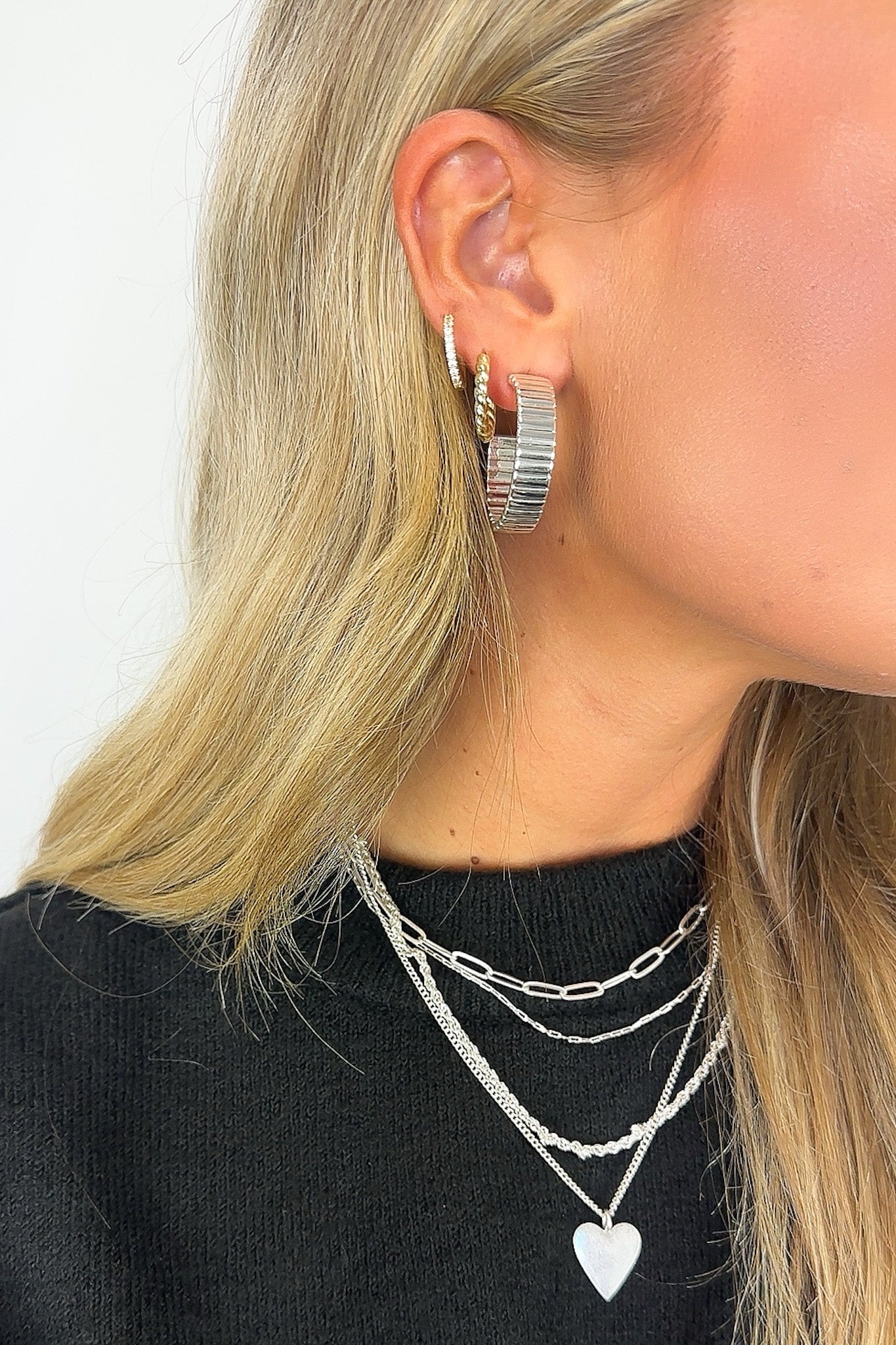 Silver First Impression 30mm Textured Hoop Earrings - FINAL SALE - Madison and Mallory