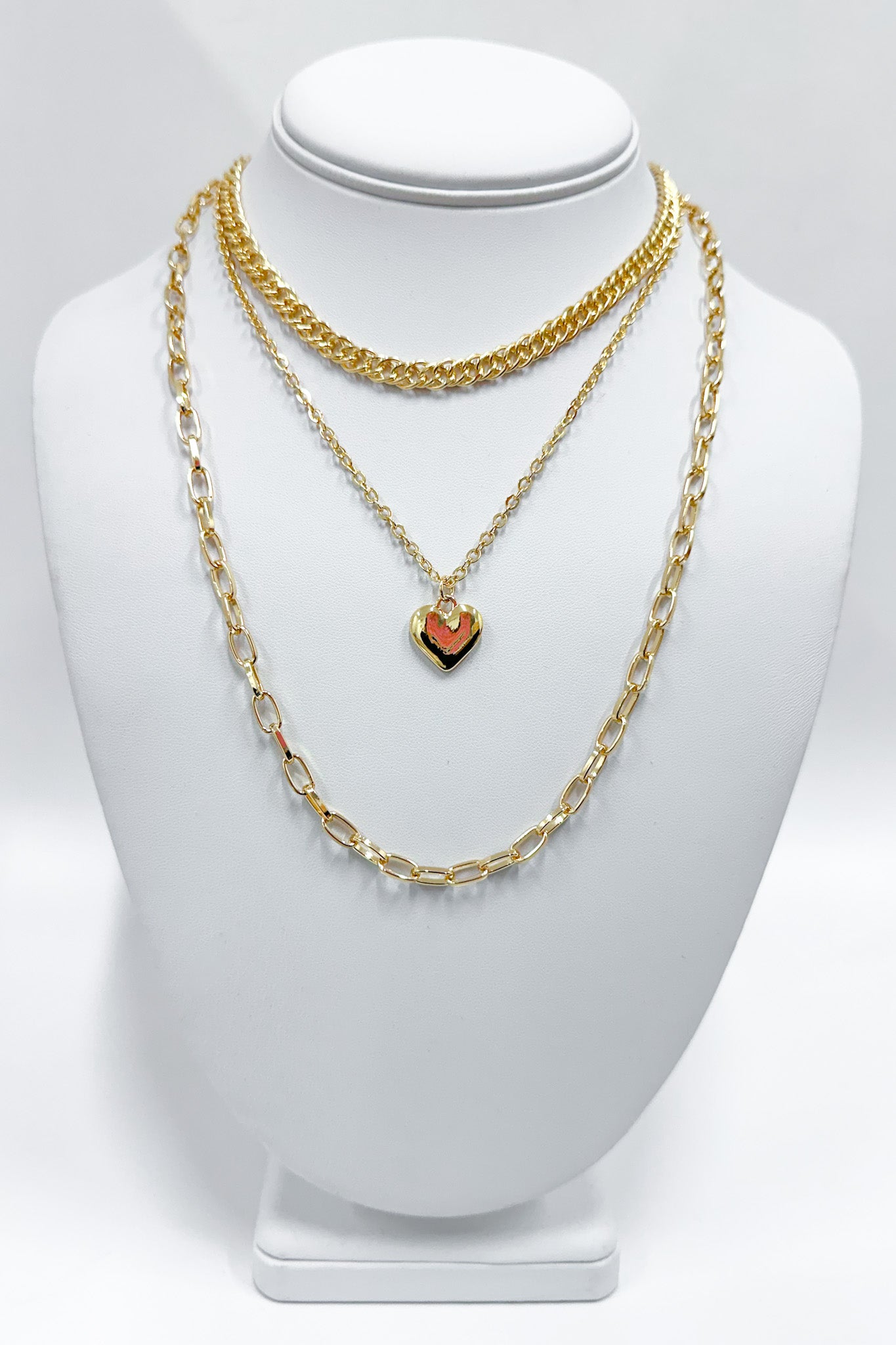 Flirty Icon Chain Layered Heart Necklace - Madison and Mallory