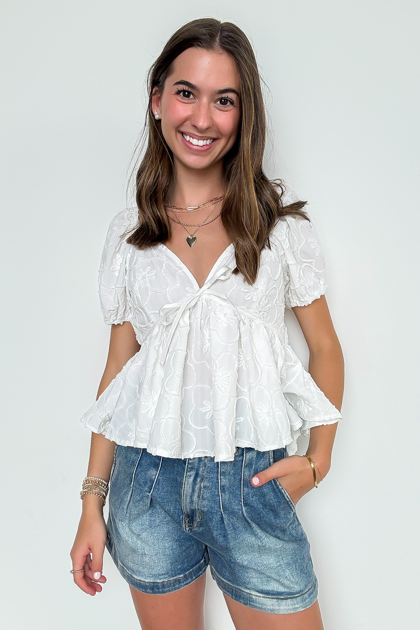Floral Fusion Textured Print Top - Madison and Mallory