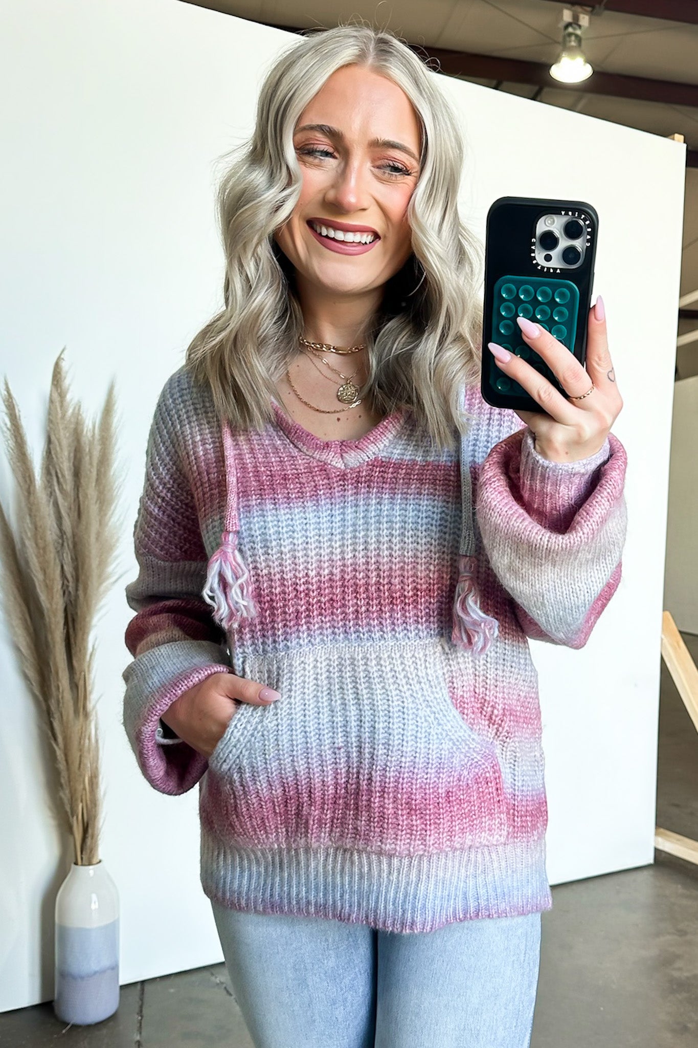 Flourishing Vibe Ombre Knit Hooded Sweater