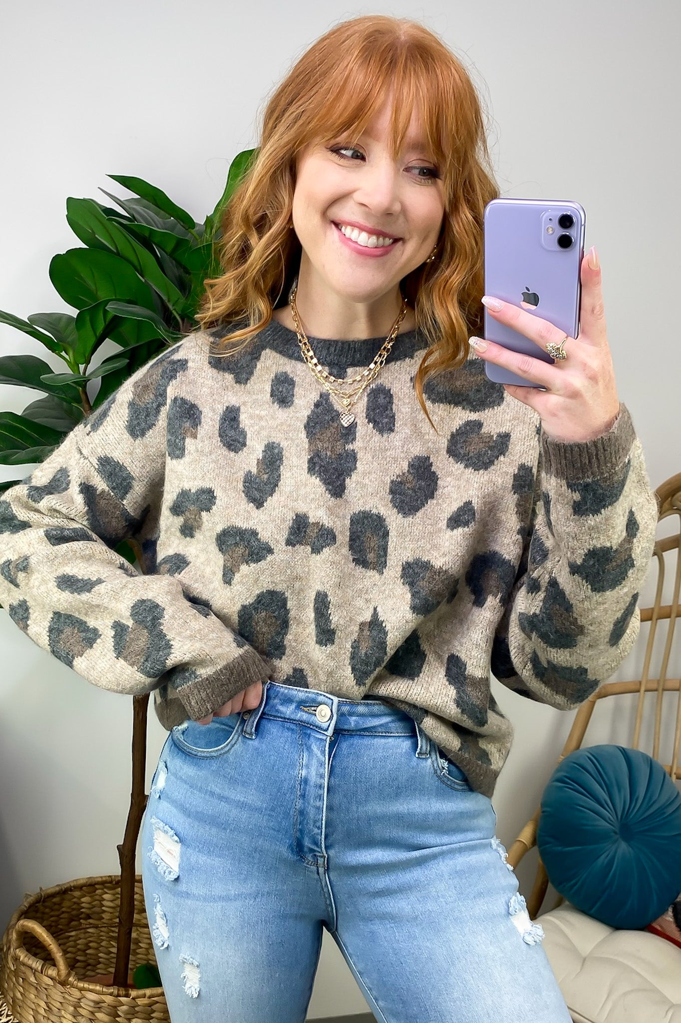 Mocha / S Fond Favorite Animal Print Oversized Fit Sweater - FINAL SALE - Madison and Mallory