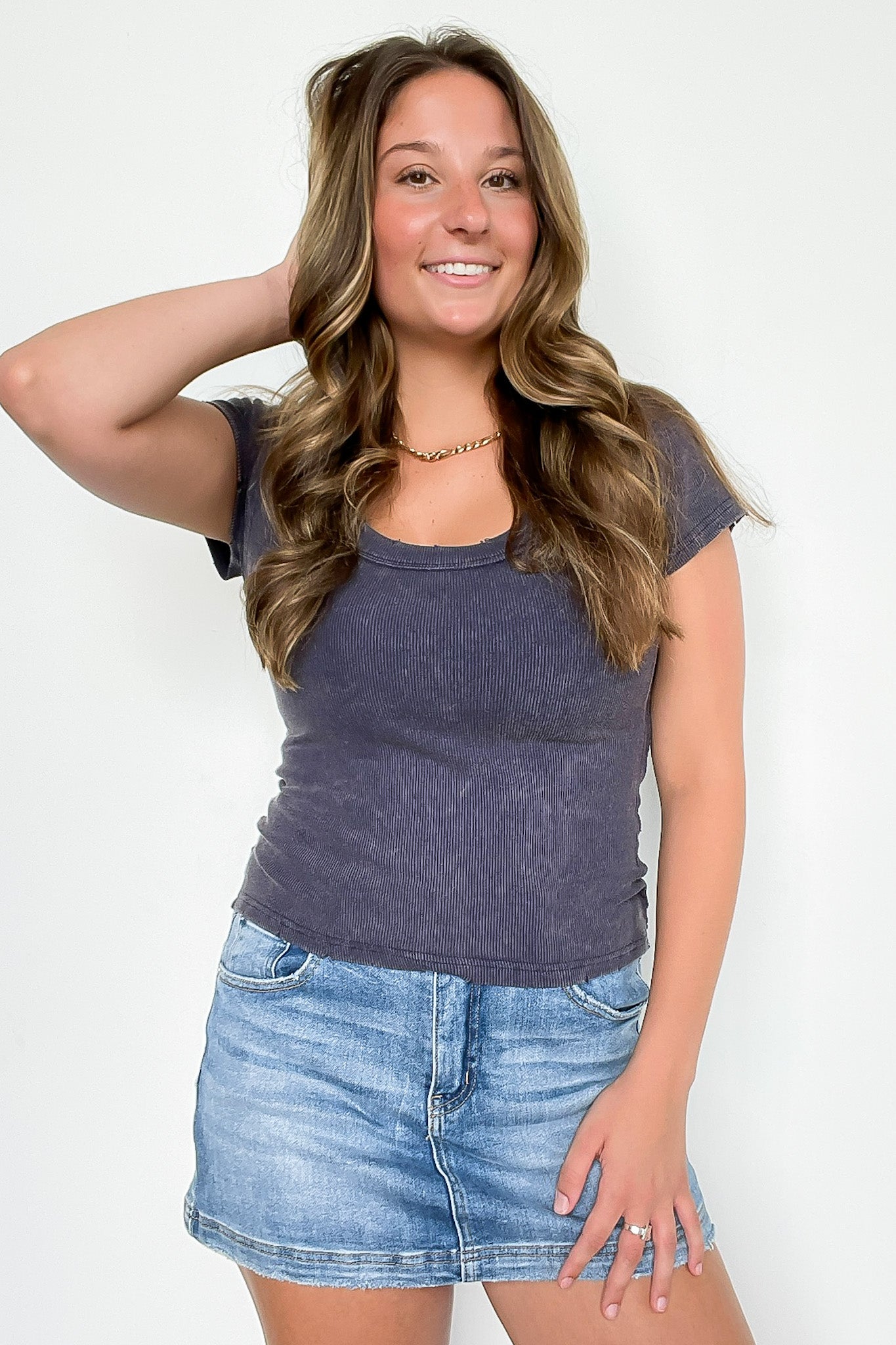 Fray Theory Scoop Neck Distressed Top - Madison and Mallory
