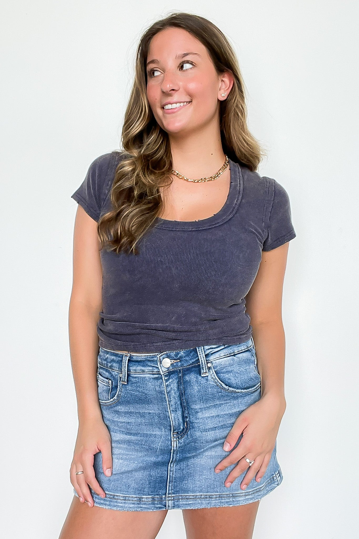 Fray Theory Scoop Neck Distressed Top - Madison and Mallory