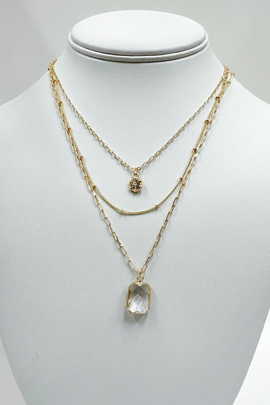 Gold Glamorous Influence Crystal Layered Necklace - Madison and Mallory
