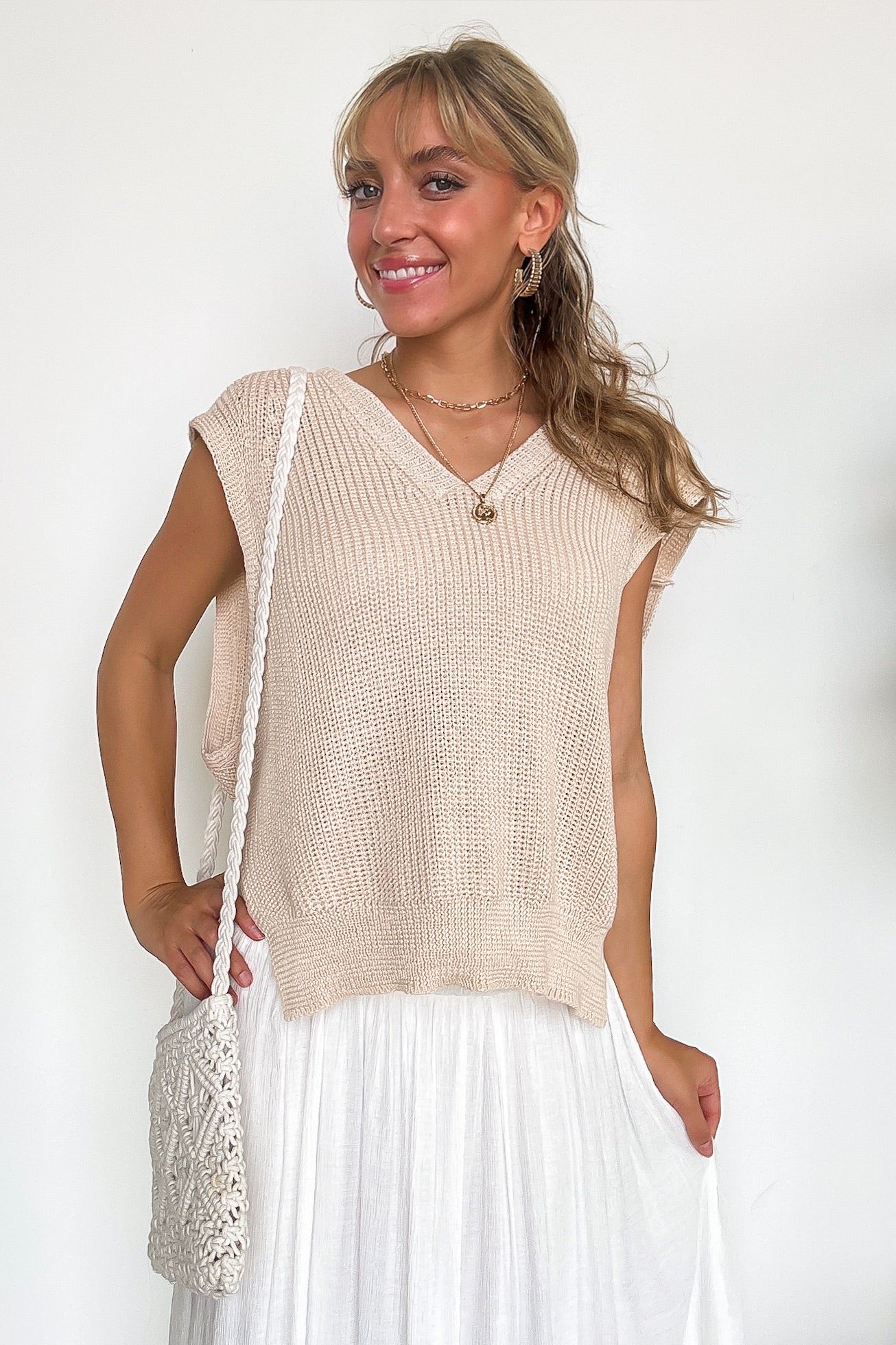 Good Days V-Neck Sleeveless Knit Top - Madison and Mallory