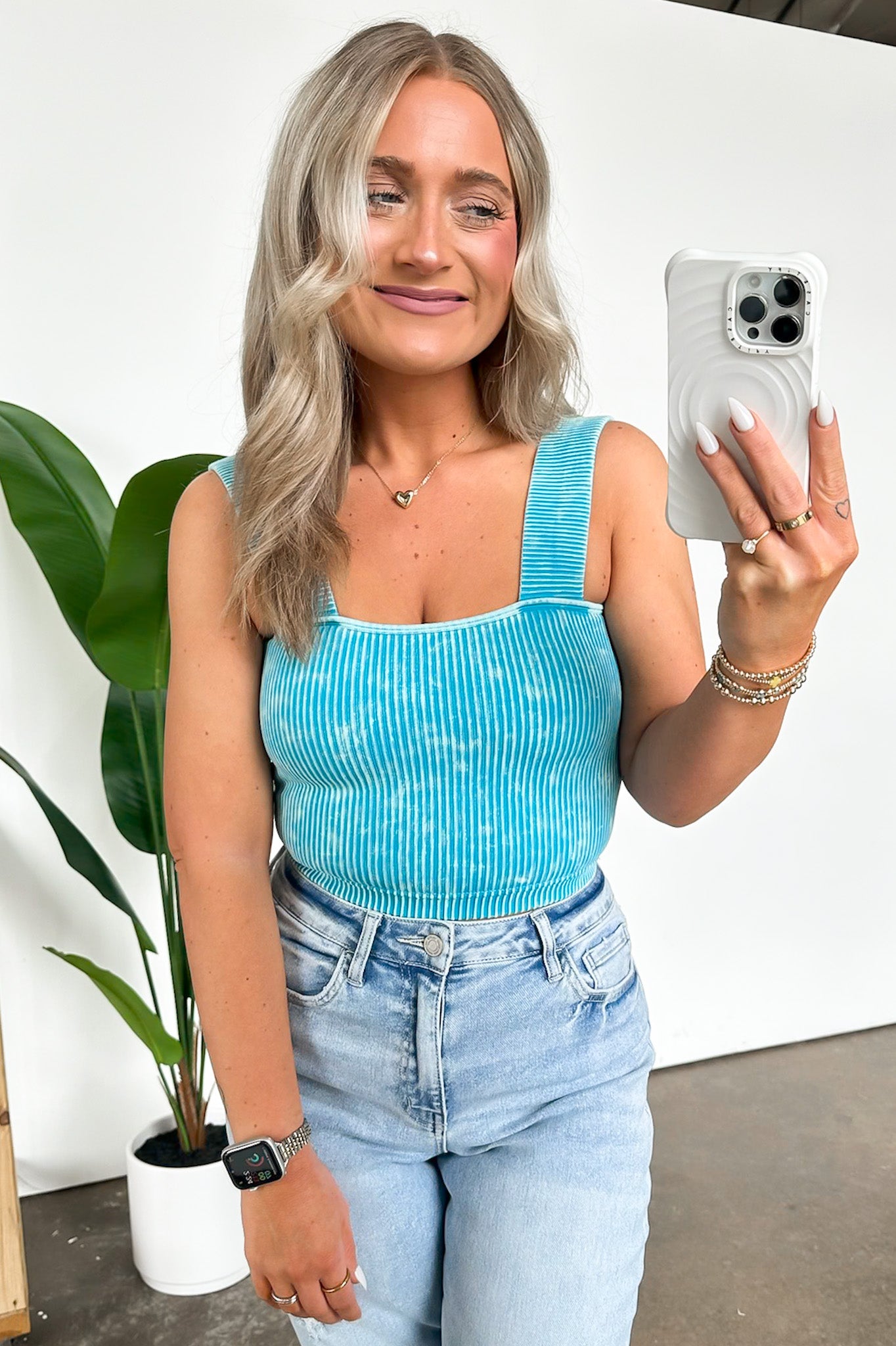 Good Karma Ribbed Square Neck Tank Top - FINAL SALE - Madison and Mallory