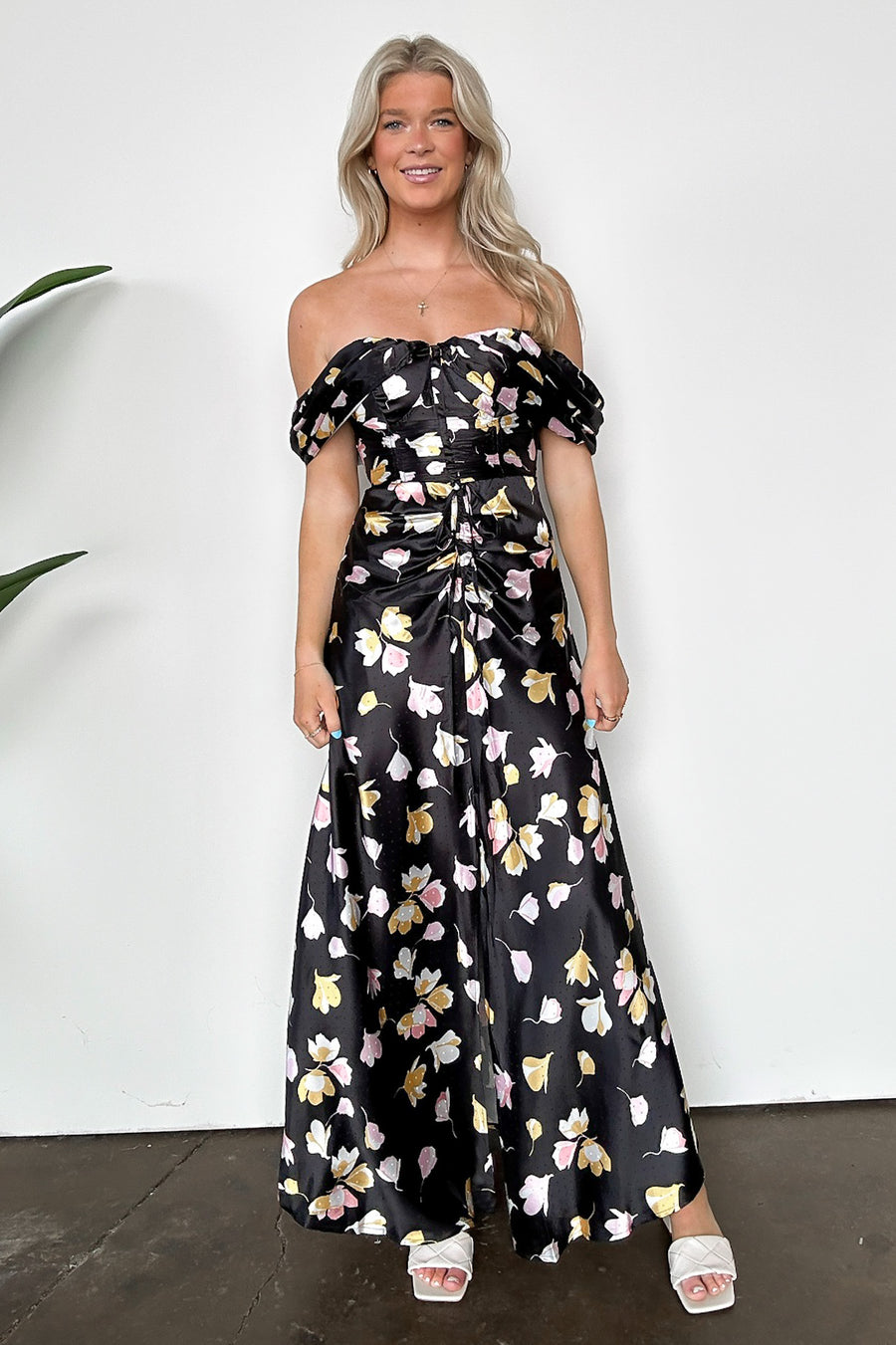  Gorgeous Purpose Floral Ruched Slit Maxi Dress - Madison and Mallory